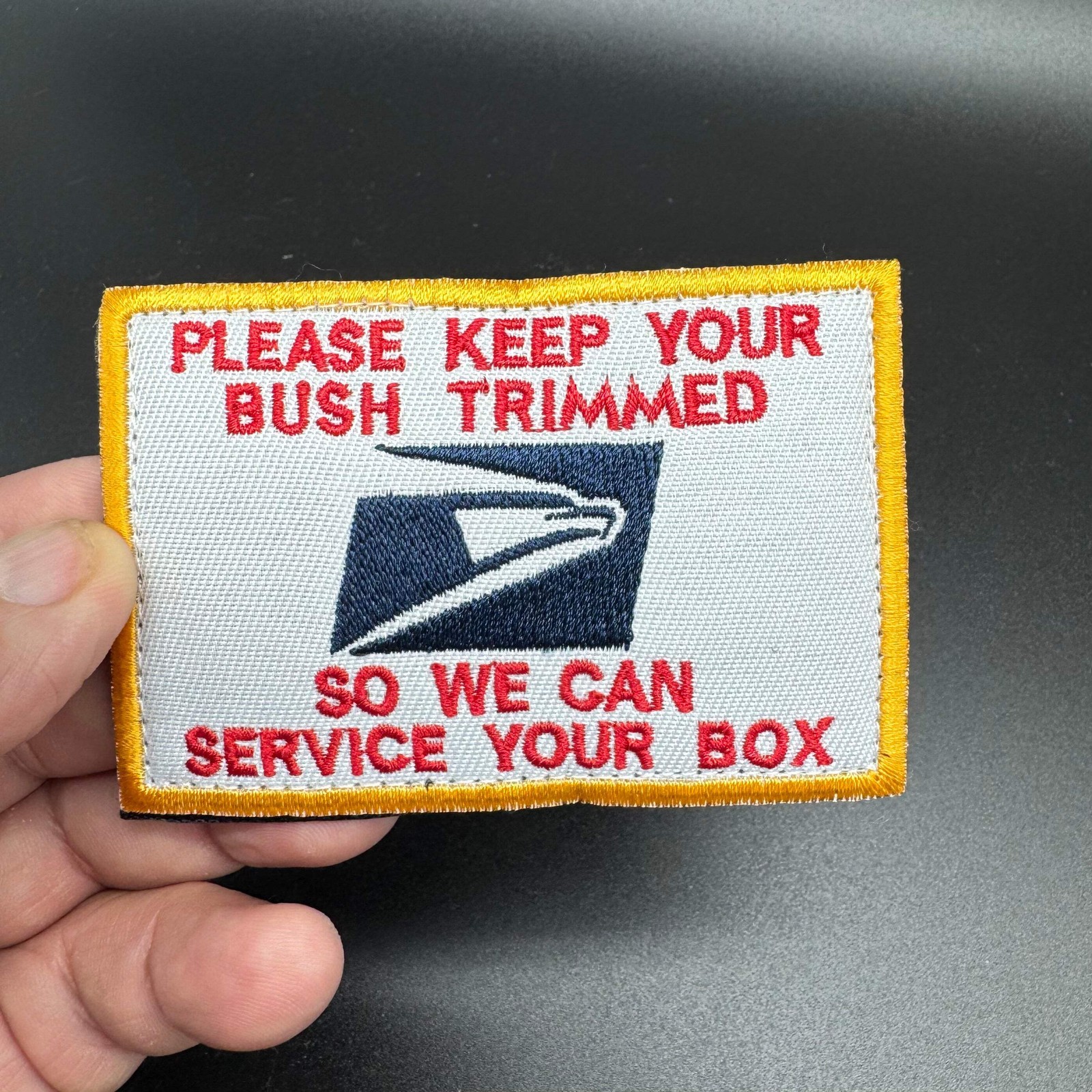 Funny USPS Please Keep Your Bush Trimmed Embroidered Tactical Morale Patch