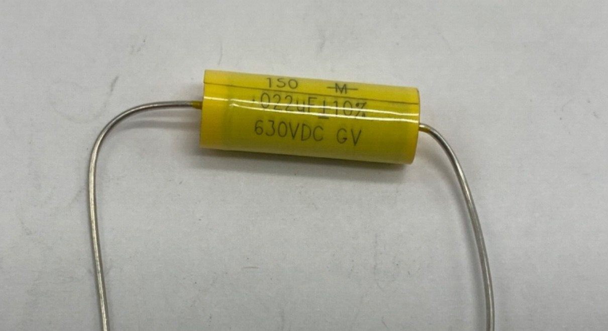 Mallory 150M series metalized film capacitor axial lead 0.022uf/630V, 223K630