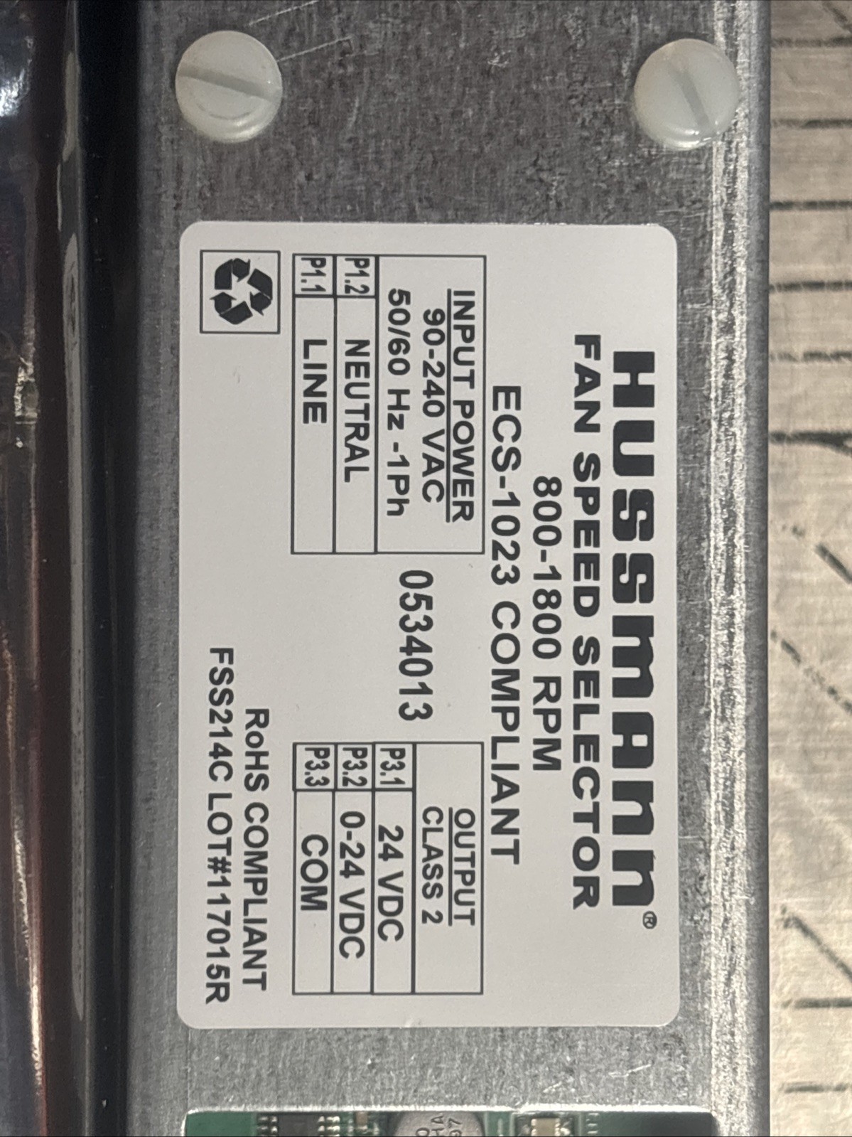 Hussmann 0534013 Fan Speed Selector (FSS), Genuine OEM Part, NEW & Unused