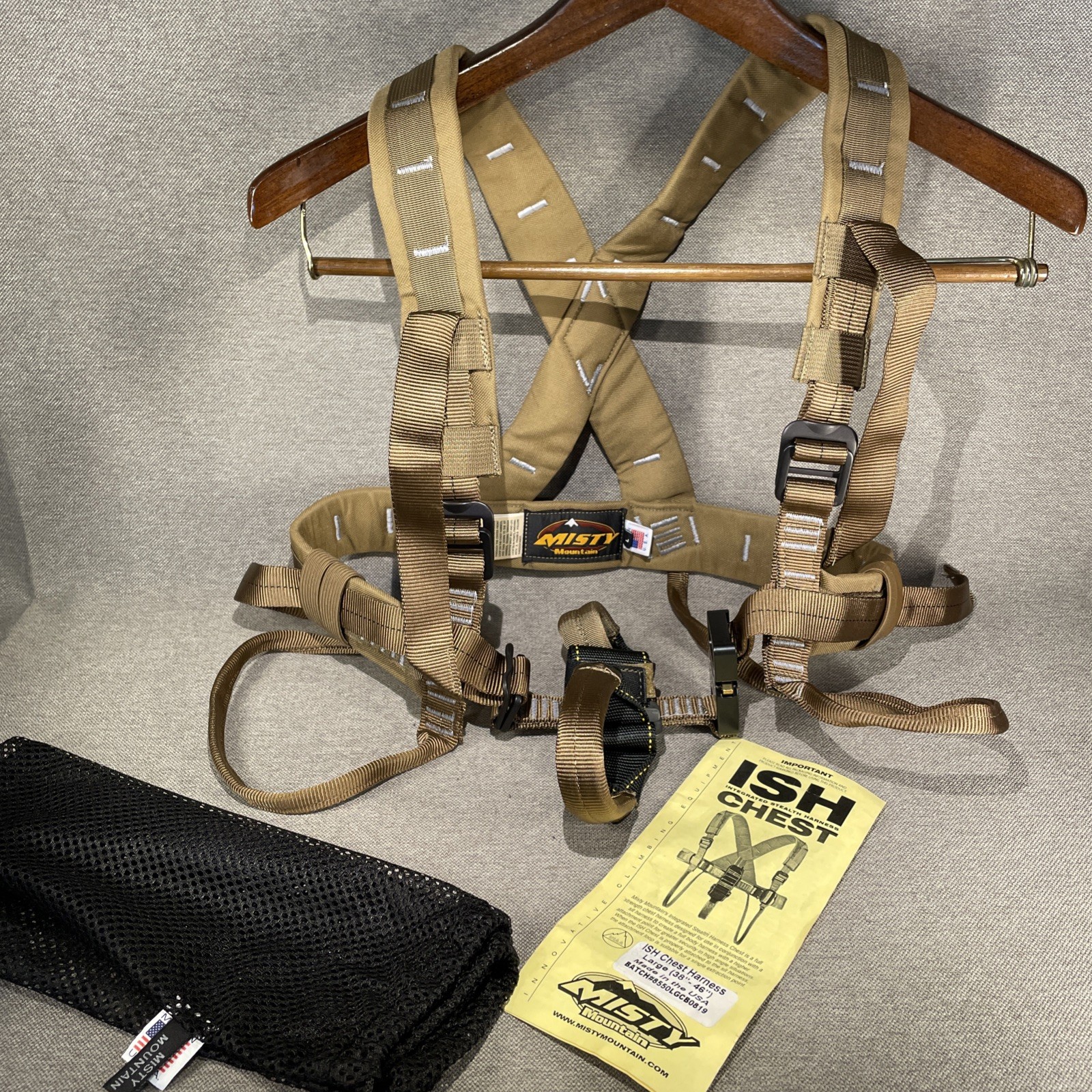 Misty Mountain ISH Chest Harness Large Tan (38-46 chest) USA Made