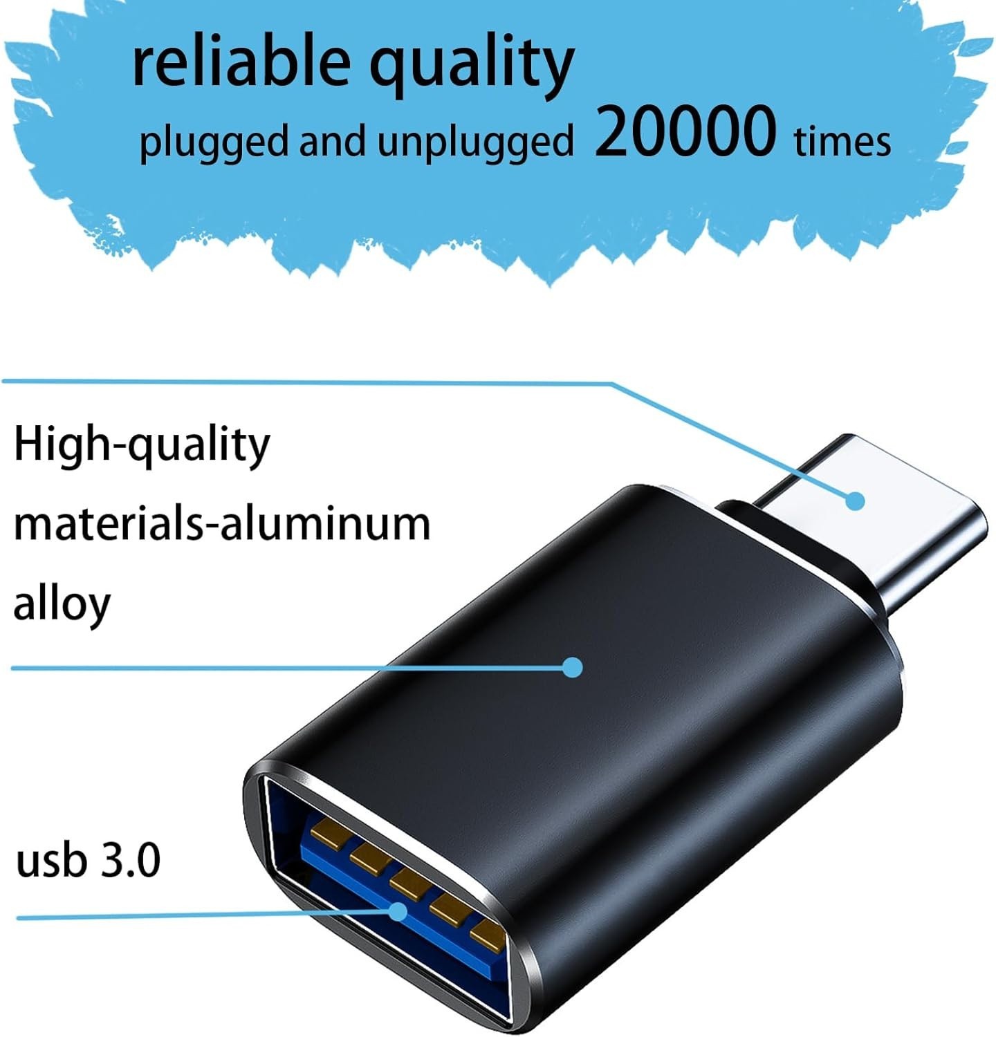 4 Pack OTG Adapter (2 Pack C to A & 2 Pack A to C)