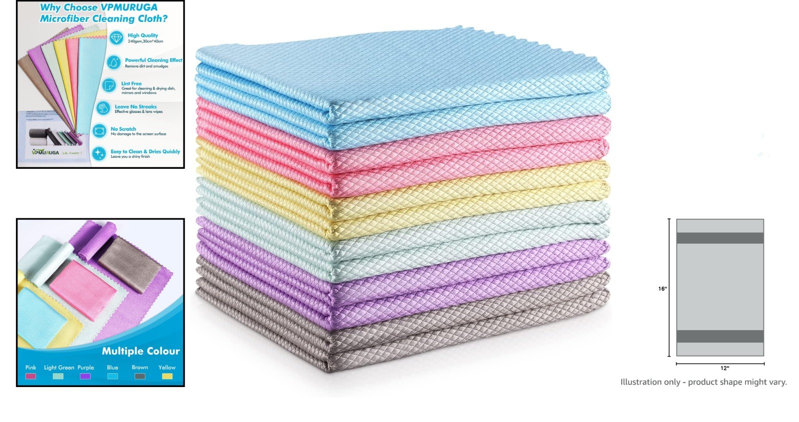 All-Purpose Fish Scale Microfiber Cleaning Cloths - 12 Pack, Lint-Free & Durable
