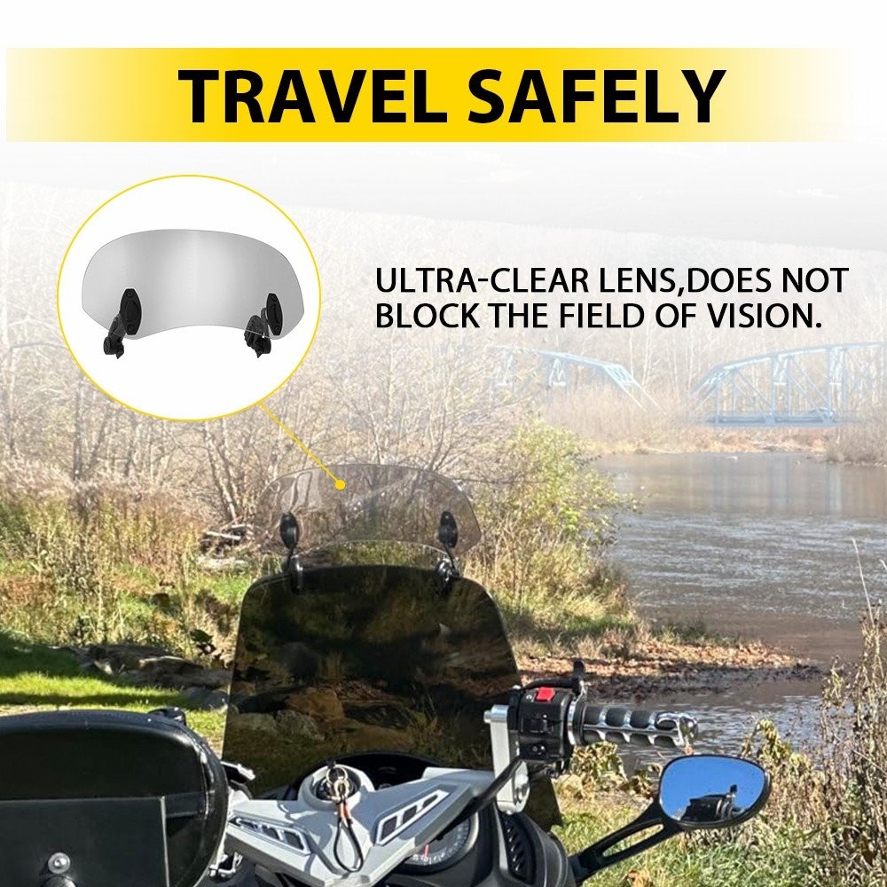 Motorcycle Universal Clip On Windshield Wind Screen Deflector Extension Spoiler