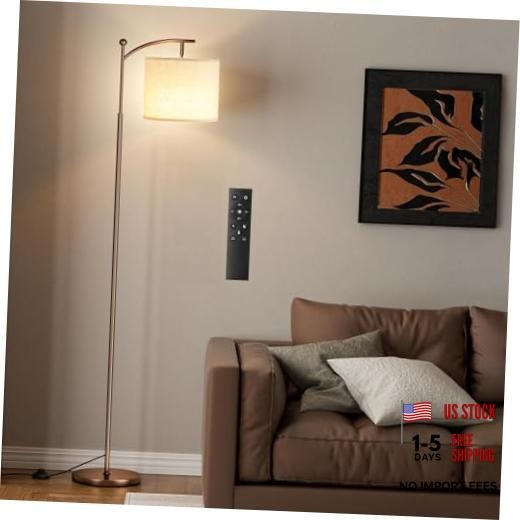 60" Floor Lamp with Remote Control and Stepless 60 inches beige & brown