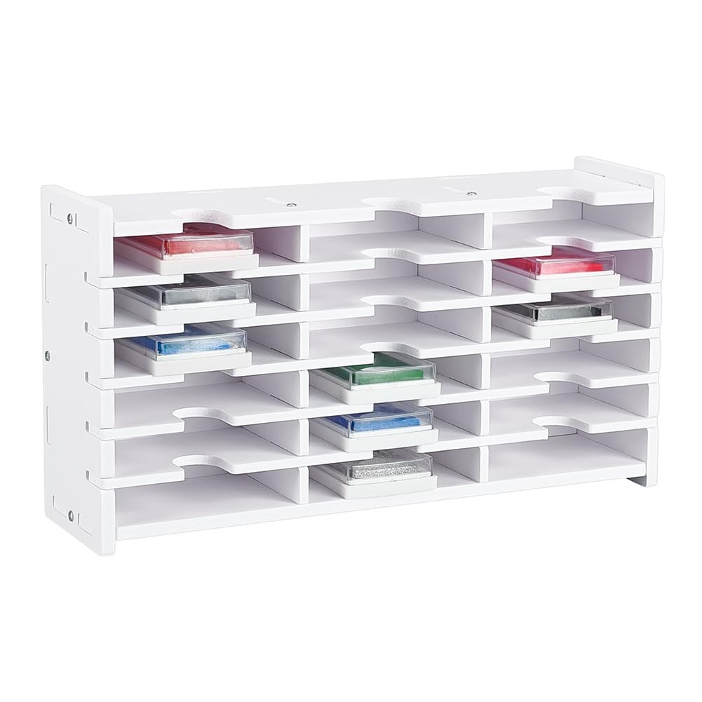 White 18 Grids Ink Pad Storage Rack Box Stamp Organizer Holder Stackable Mount