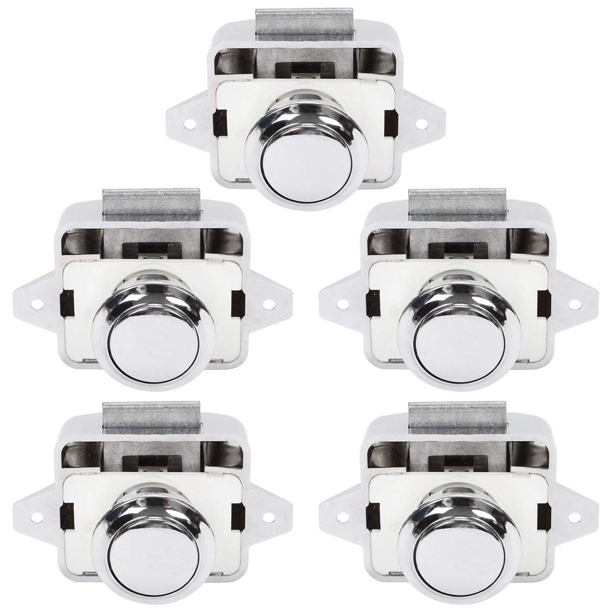 OCGIG 5 PCS Push Button Latch Cabinet Door Catch Keyless Cupboard Locks