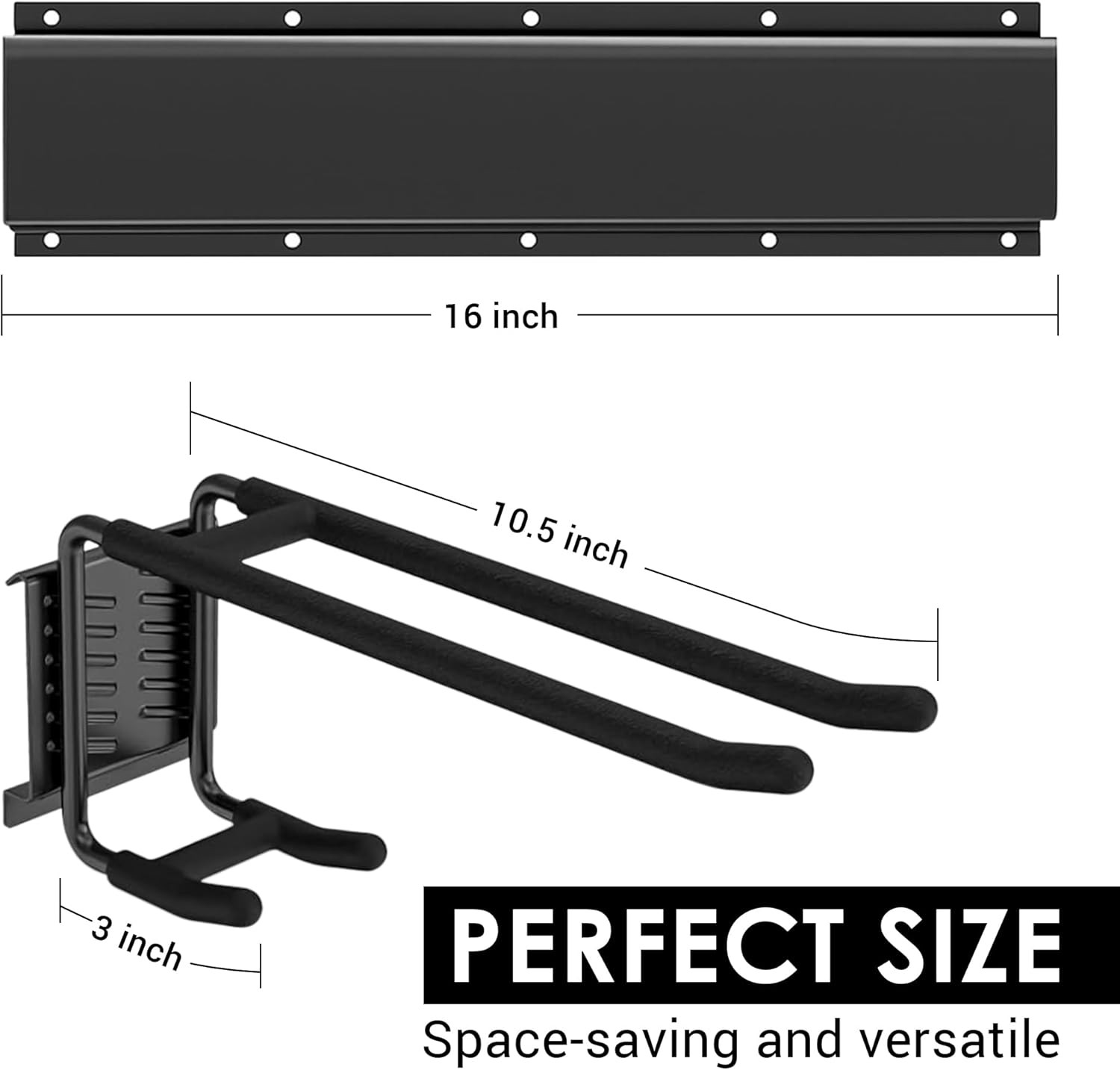 9-Piece Garage Slatwall Hook Kit – 6 Double Utility Hooks + 3 Mounting Plates (1