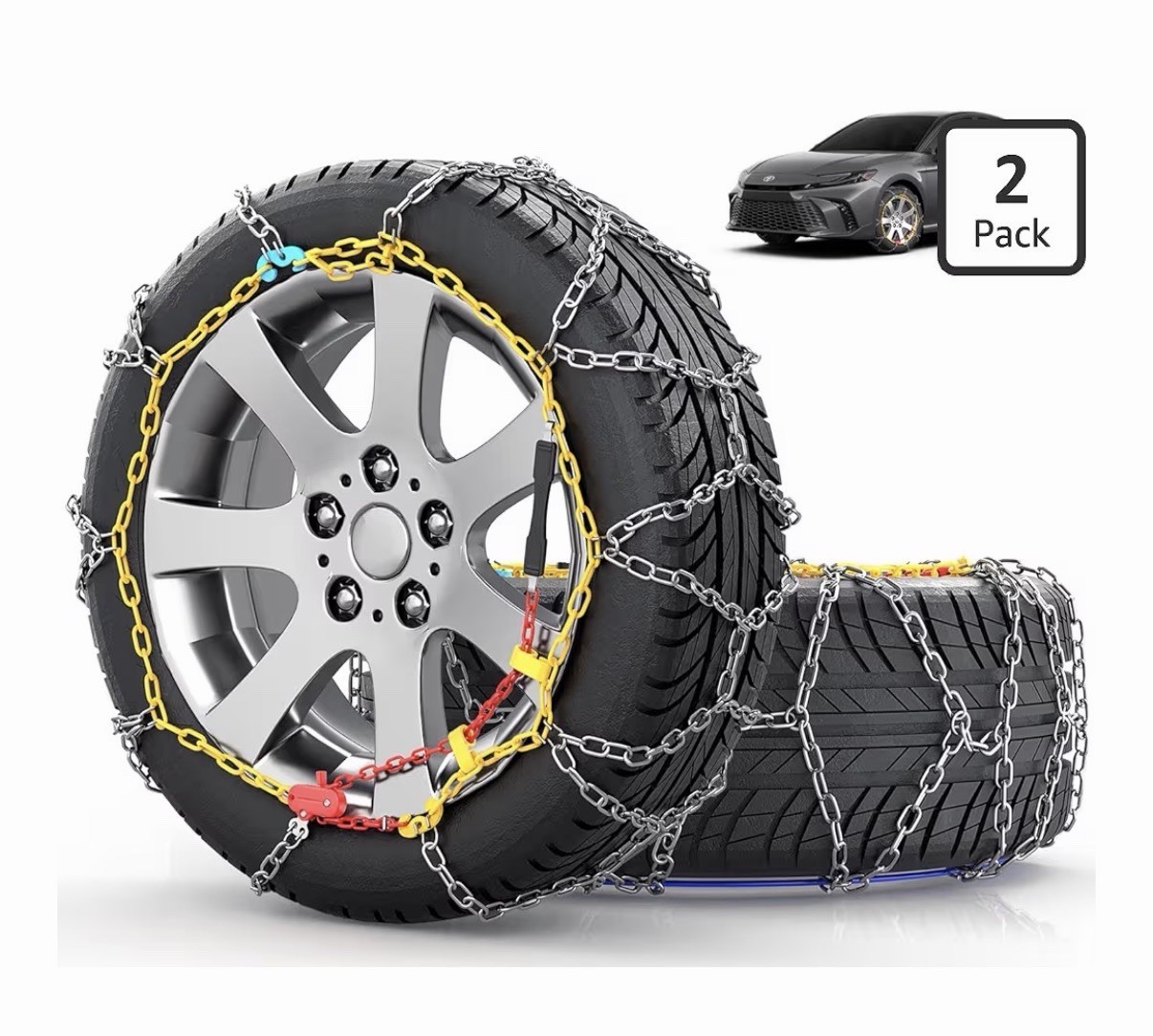 Tire Snow Chains for Passenger Cars Tires 215 225 235 245 255 265 Set of 2 KN120