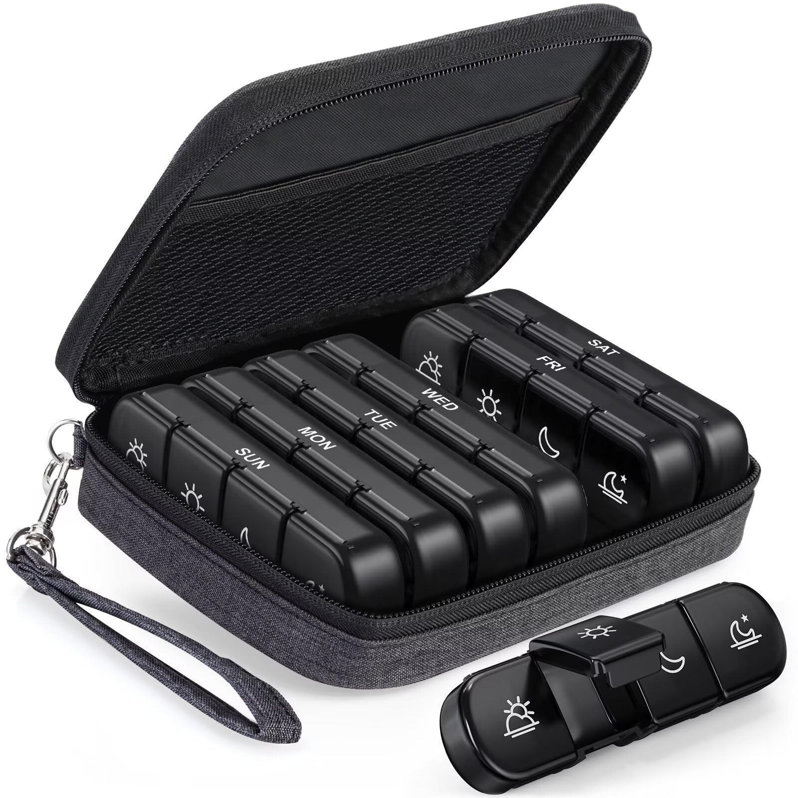 Weekly Pill Organizer 4 Times a Day with a Business Stylish Bag, Portable Pil...