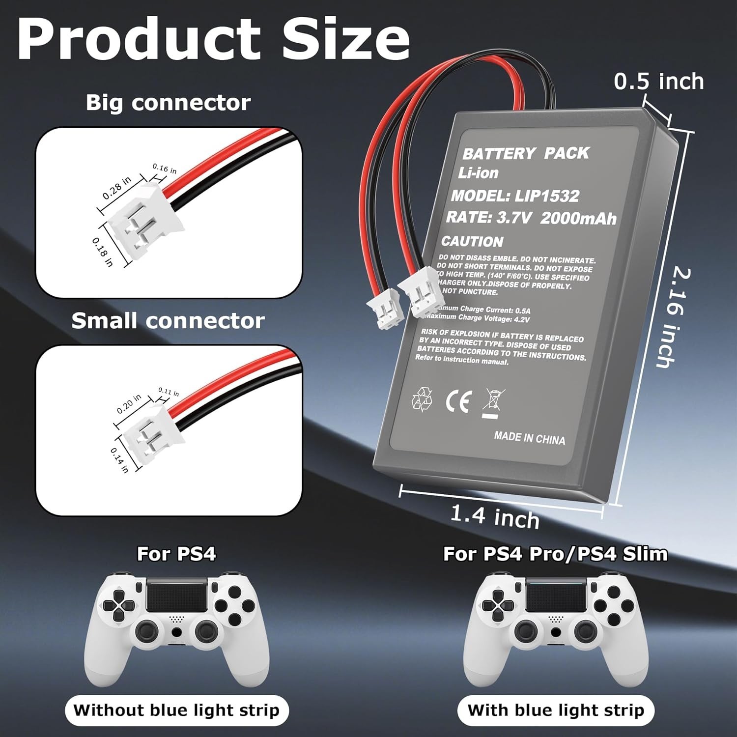 Reliable 2 Pcs Rechargeable Batteries for PS4Pro/PS4Slim - Includes Toolkit