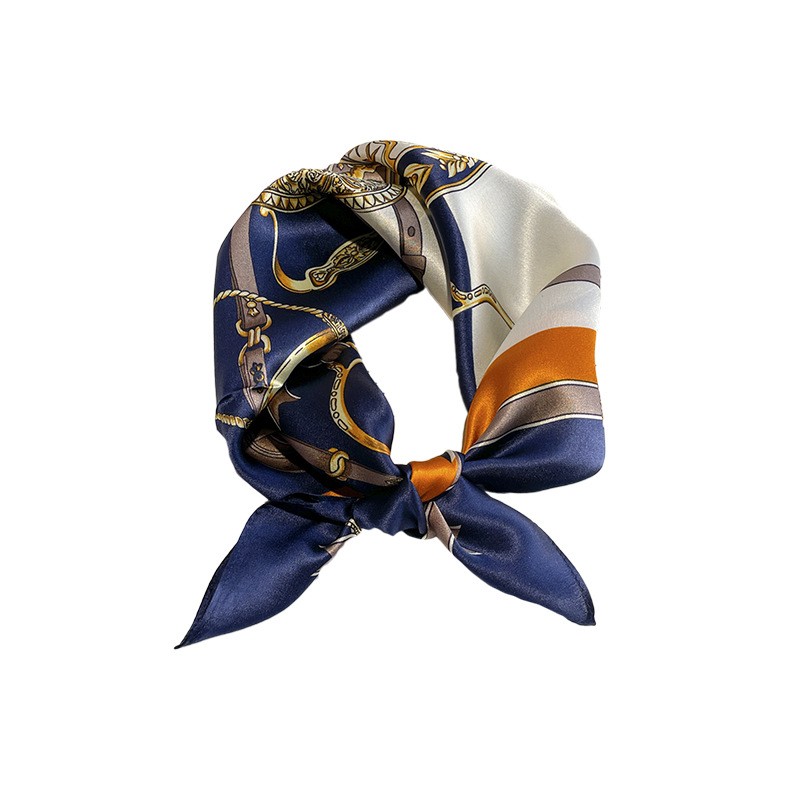 100% Mulberry Silk Scarfs For Women 21'' Lightweight Square Satin Head Wrap Blue