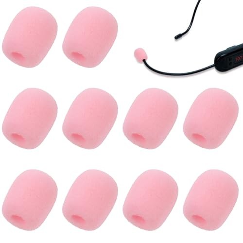 10 Pcs Pink Microphone Windscreen Covers Foam High Density Headset Mic Foam