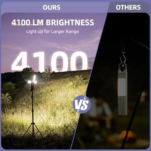Rechargeable Camping Light with Stand, 10400mAh LED Work Light 1 Pack Orange