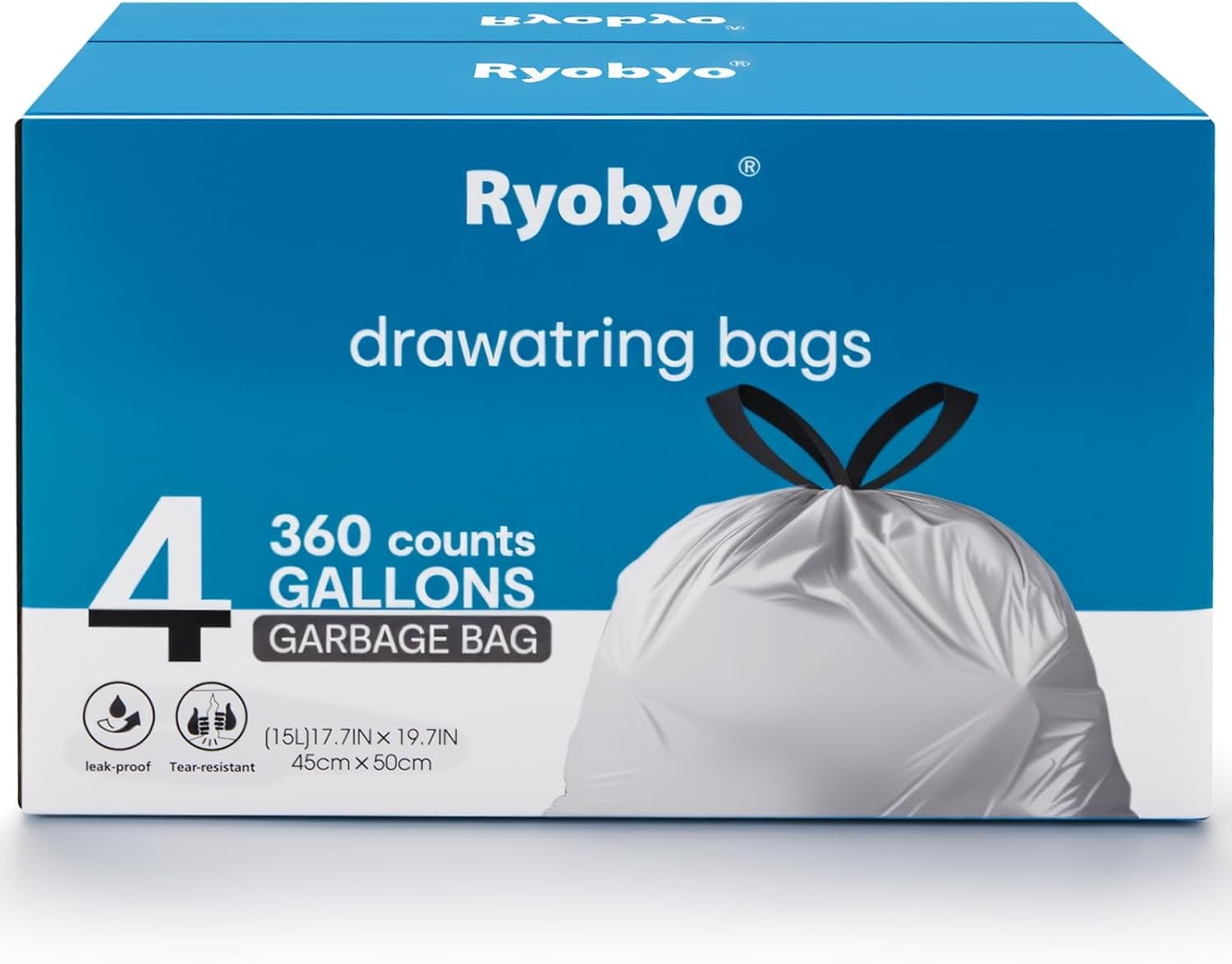 Small Trash Bags 4 Gallon Drawstring- 360 Counts 4 Gallon Trash Bag Extra