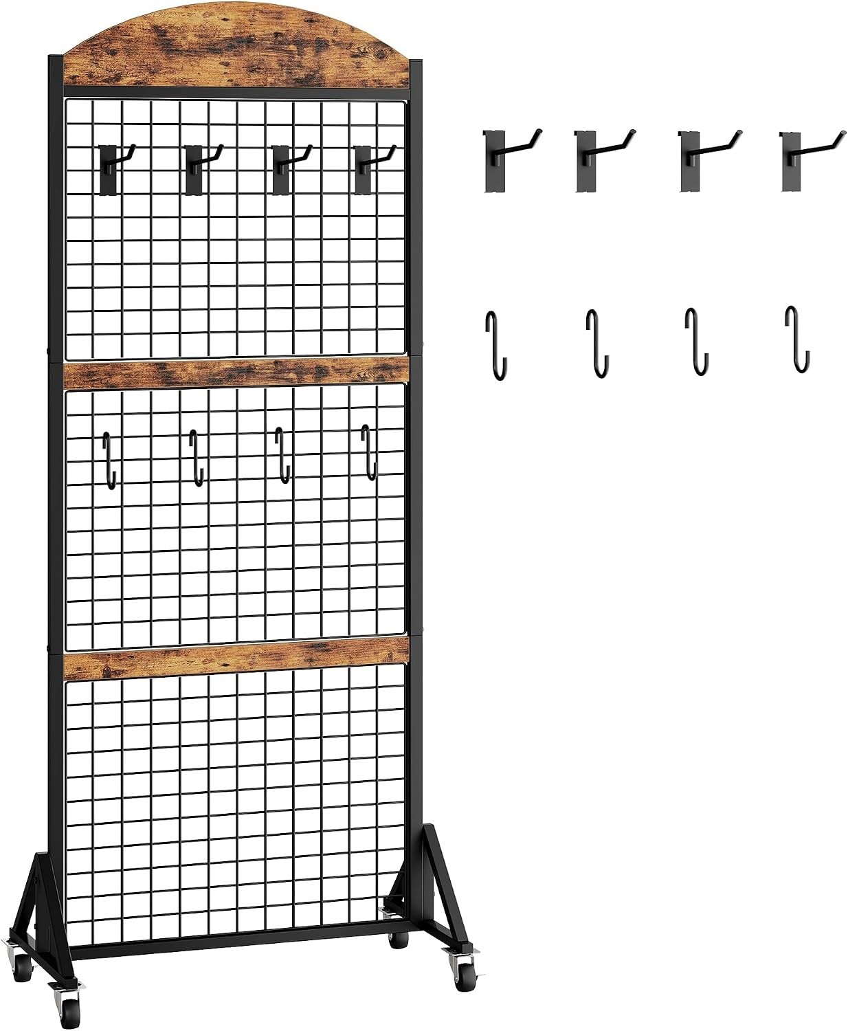 Grid Wall Panel 5.7' x 2' FT Grid Display Rack 2 Pack Movable Gridwall Display