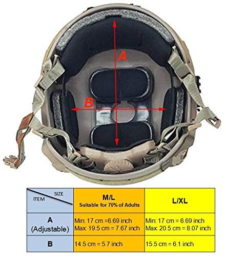 ATAIRSOFT Adjustable Maritime Helmet ABS for Airsoft Medium-Large, Black