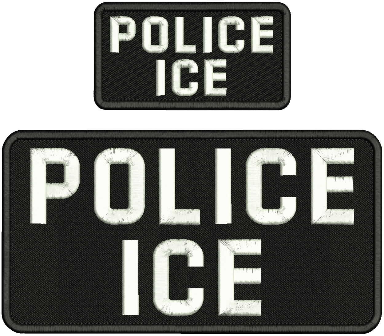 PoliceiceEMB PATCH 5X10 AND 2.5X5''ELCR@ ON BACK royal blue on black