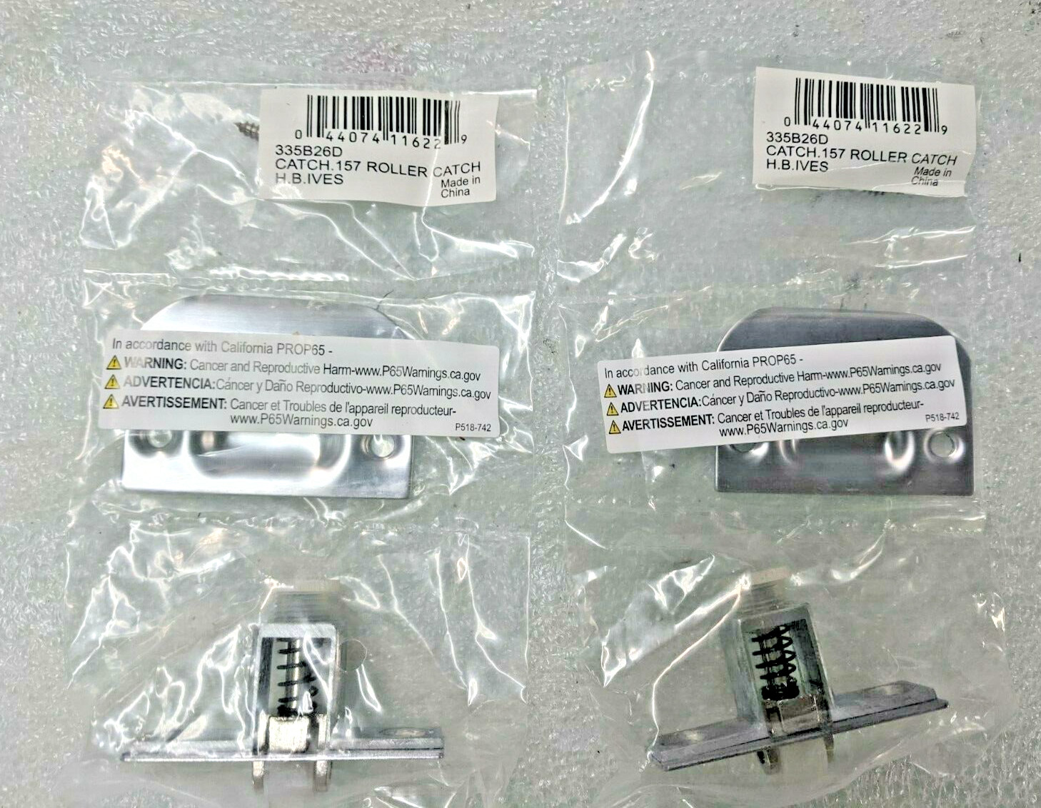 Qty of 2 Ives by Schlage 335B26D Roller Catch Satin Chrome Finish On Solid Brass