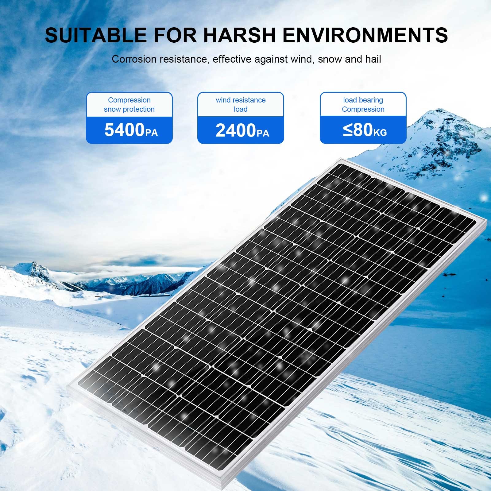 200W 12V Solar Panel High Efficiency Moncrystalline PV Module For RV Boat Home