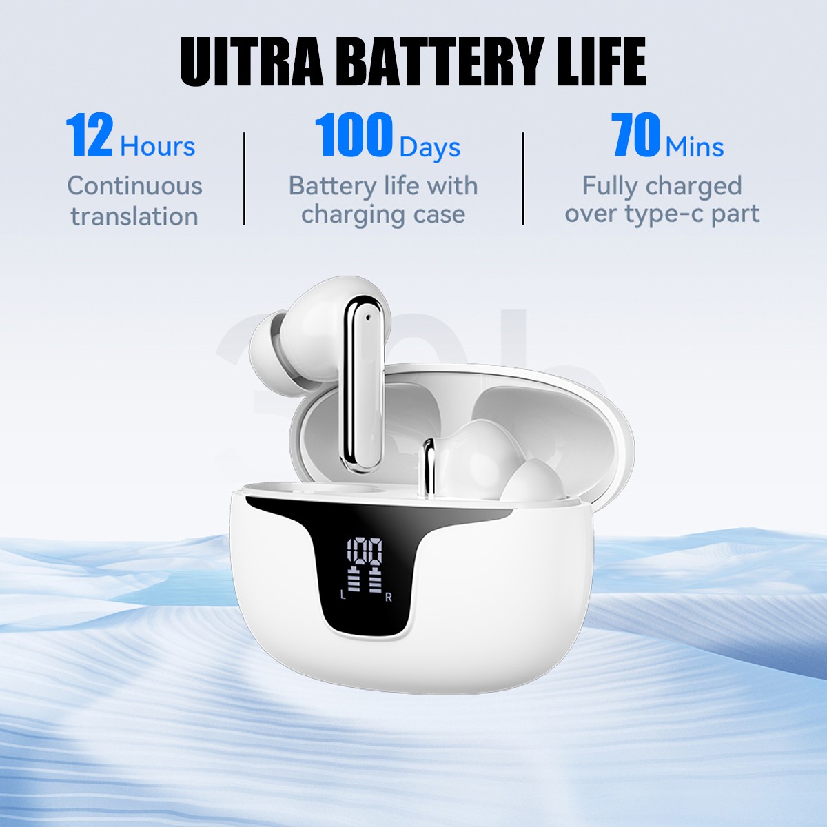 150 Language Translator Earbuds High Accuracy Wireless Bluetooth 5.3 Two Way ..
