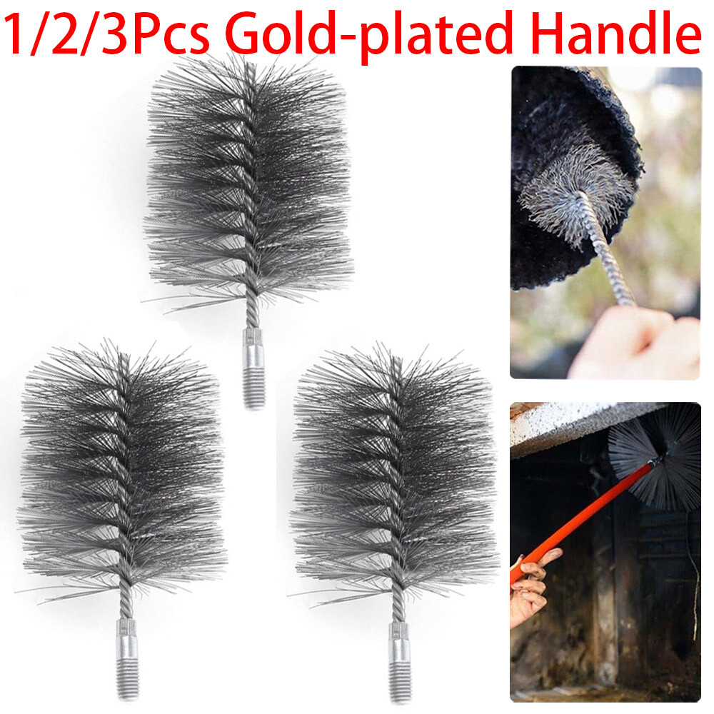1/2/3 Pcs Chimney Brush Cleaning-Brush Round Steel Wire Fireplace Flue Pipe-Rust
