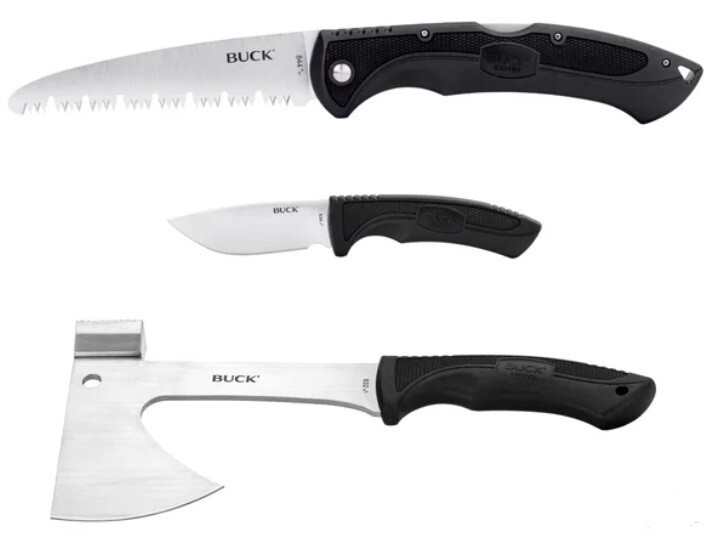 New Buck Knife Combo Camp Kit 844 Folding Saw 834 Fixed Blade 832 Axe CMBOCW-C