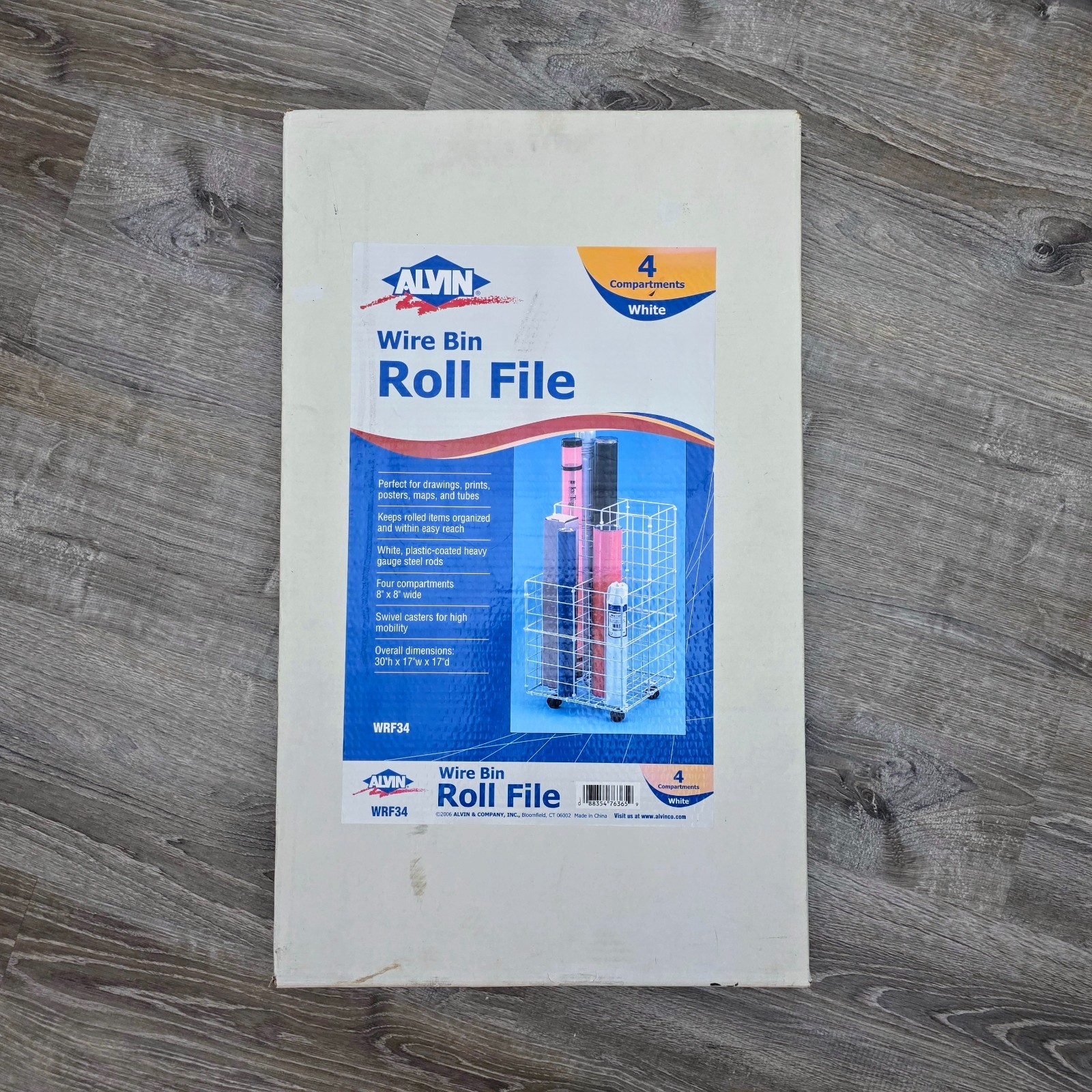 New Sealed Alvin WRF34 Wire Bin Roll File Storage Rack for Large Rolled Papers