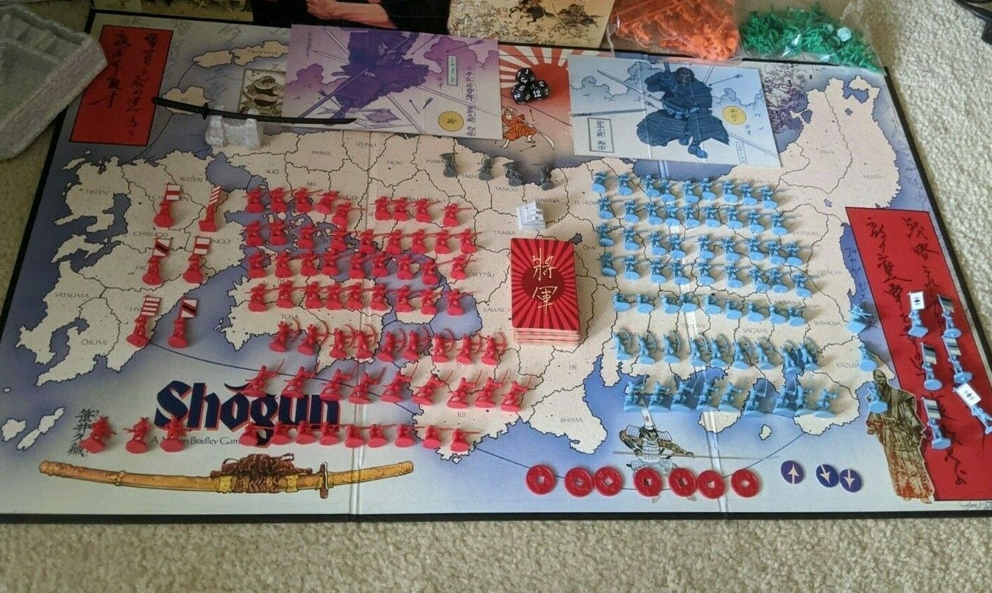 SHOGUN Samurai Milton Bradley Board Game Replacement Parts Sword Figures Cards