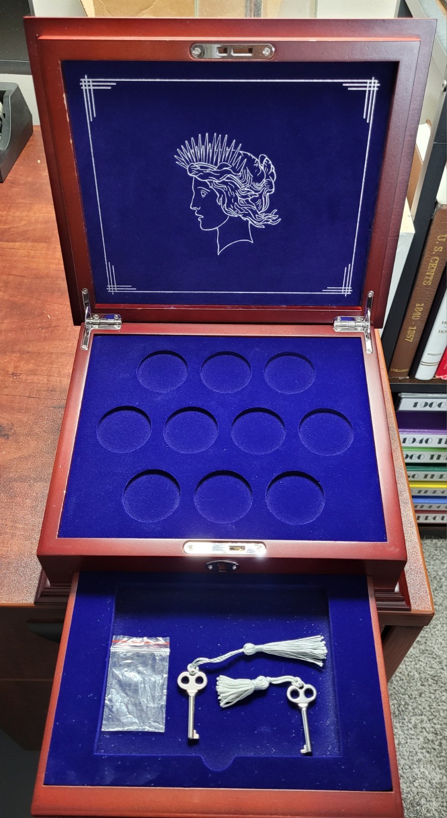 PCI Brand Complete Uncirculated Peace Dollar Wooden Display Case