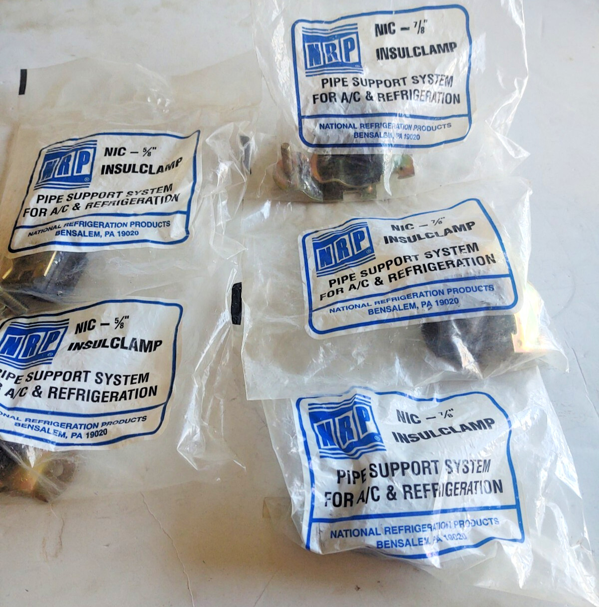 (LOT OF 5 ) NRP INSULCLAMP (3) NIC-7/8" (2) NIC-5/8" Pipe Support System