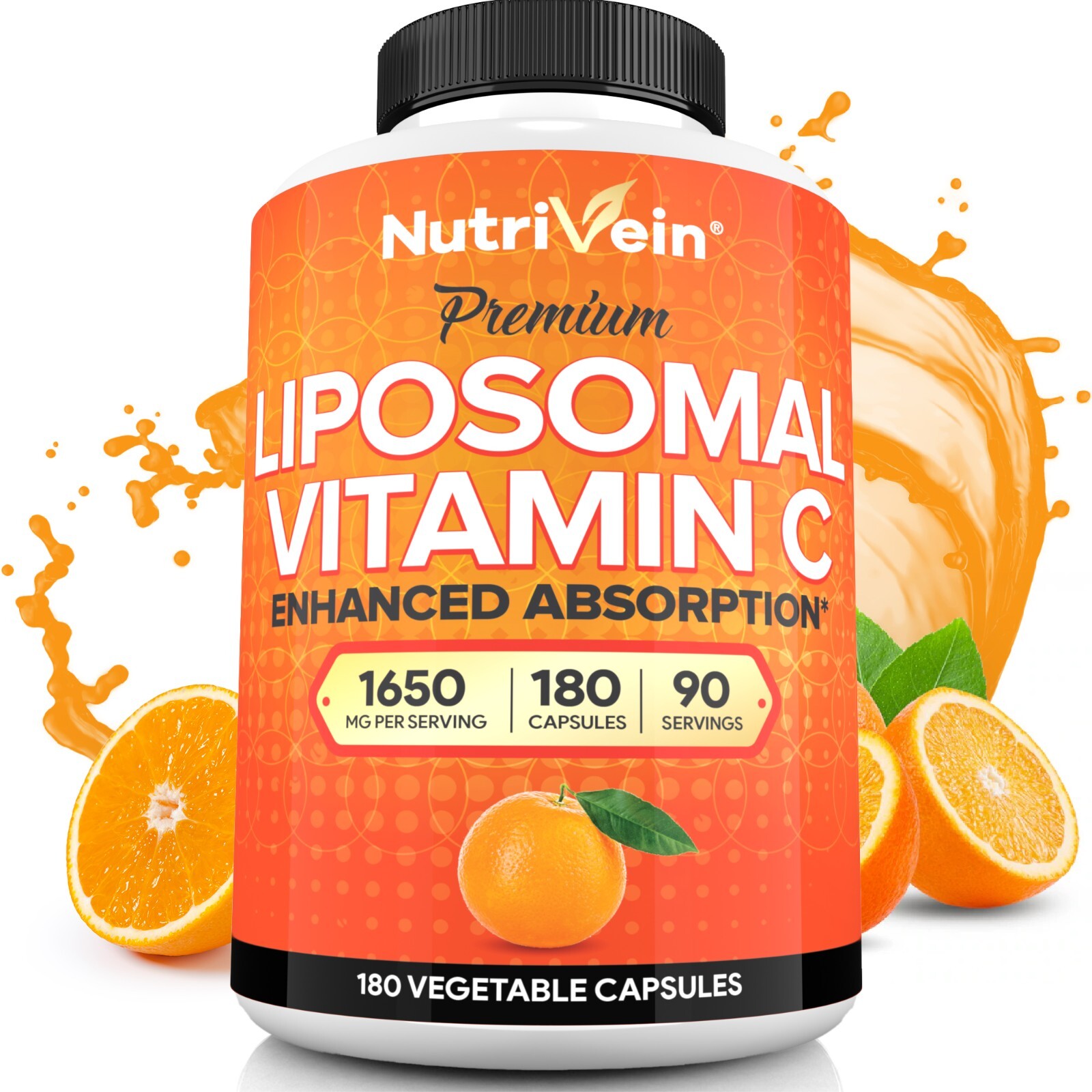 Nutrivein Liposomal Vitamin C 1650mg -180 Capsules - High Absorption Supplements