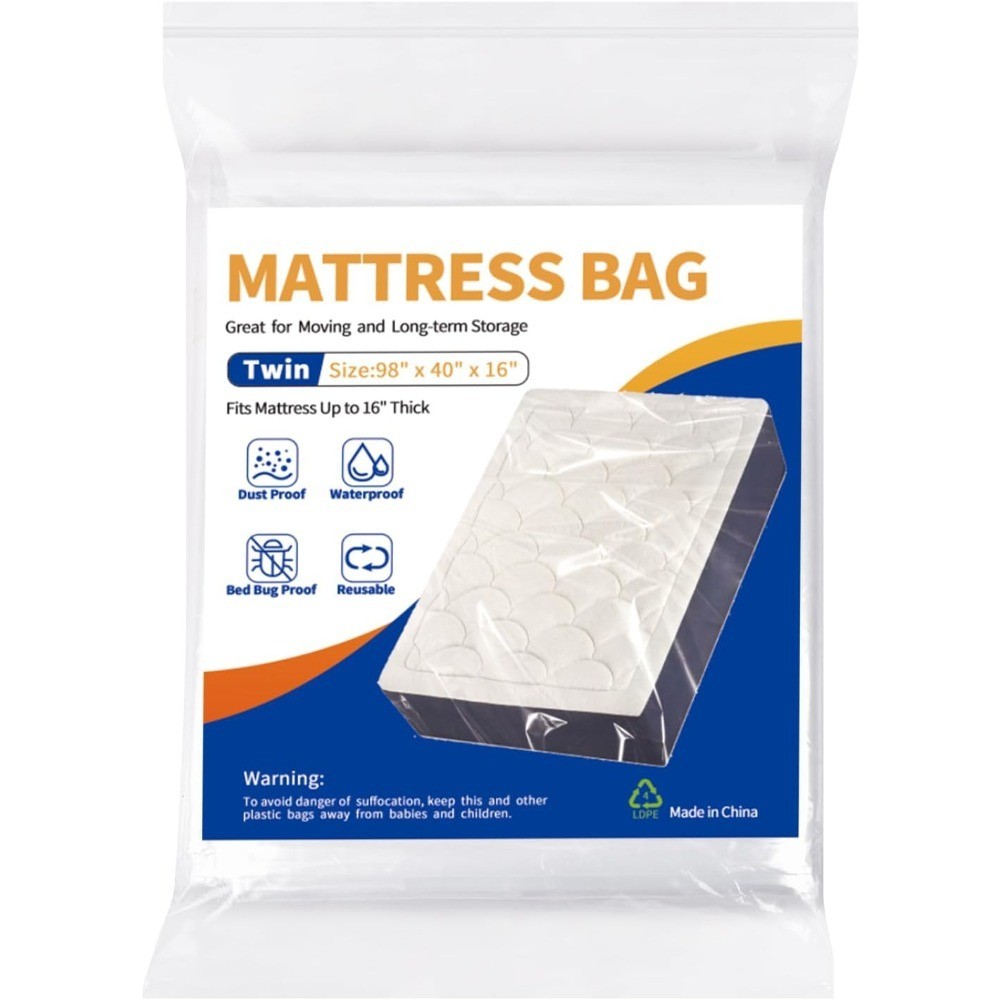 Waterproof Plastic Mattress Bag Cover for Moving Storage Heavy Duty Twin Size