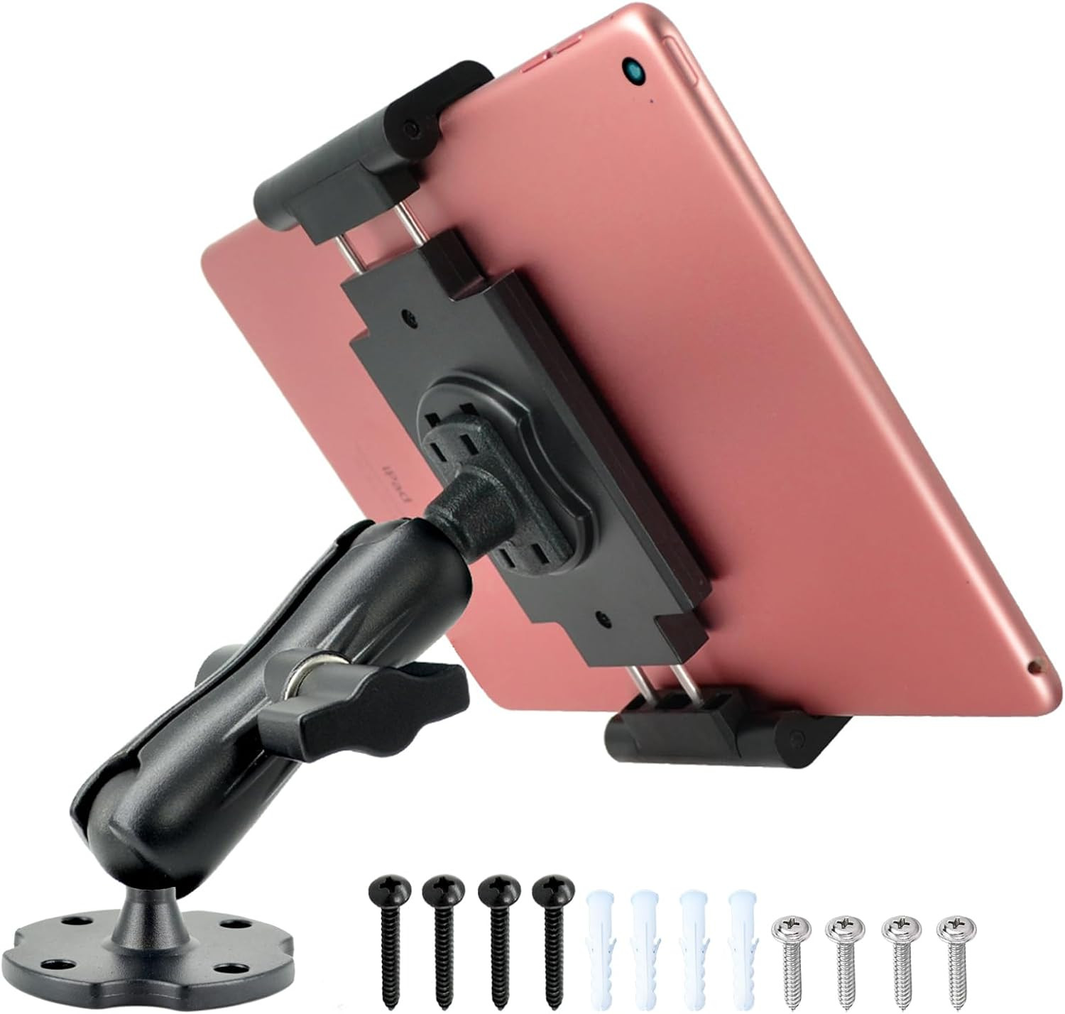 VAUBORTTI Aluminum Arm Heavy Duty Tablet Mount Drill Base - for 6.5"-12.9" Table
