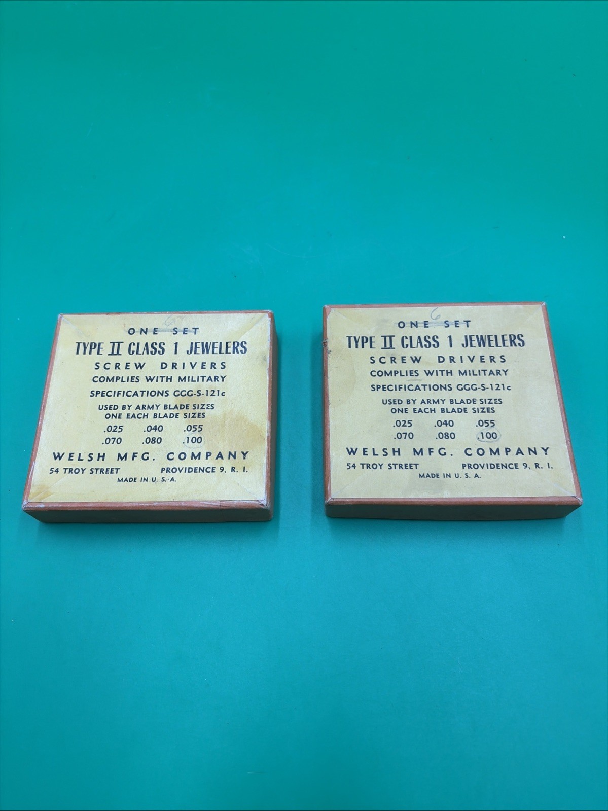 JEWELER SCREWDRIVER SET Welsh Complies With Military Specifications GGG-S-121c