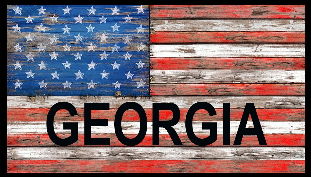 United States Flag Georgia Patch W/  Hook & Loop Tactical Black Border I
