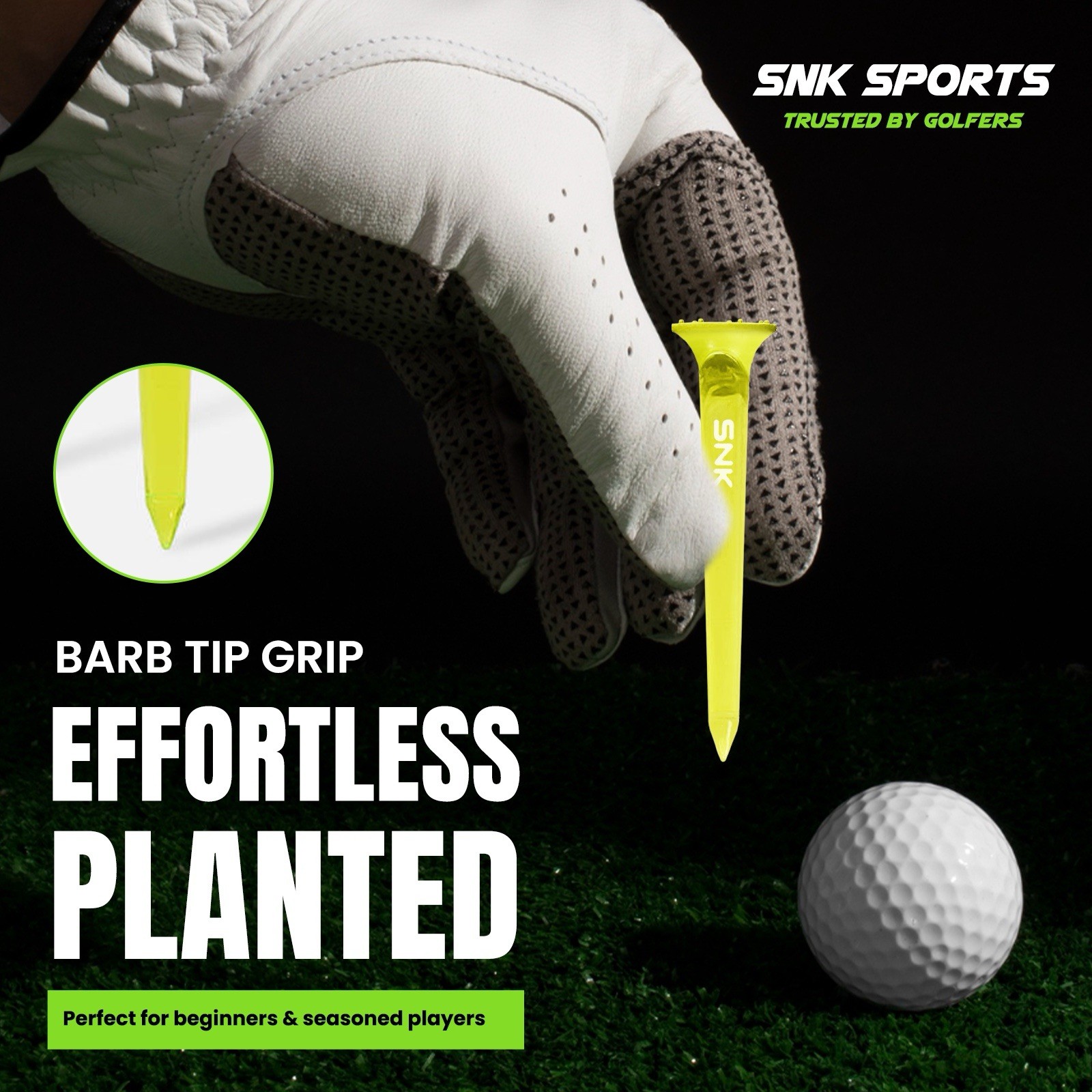SNK Golf Tees (3 Pack-21pcs) – Virtually Unbreakable Plastic – Long Drive