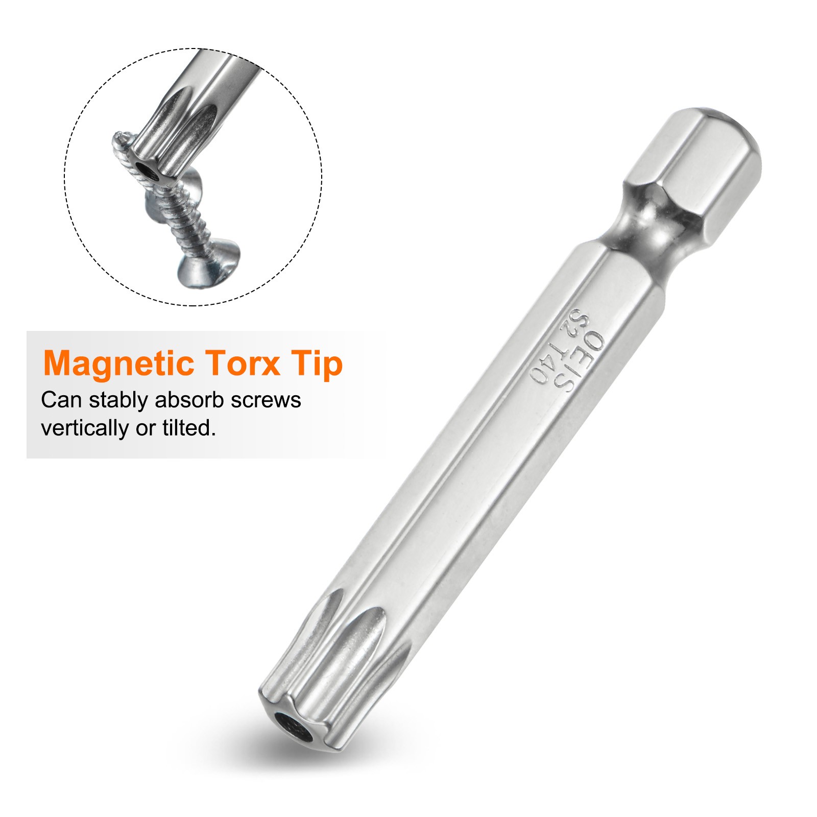 2pcs T40 Security Torx Bit 1/4" Hex Shank 2" Long Tamper Resistant Star Bits
