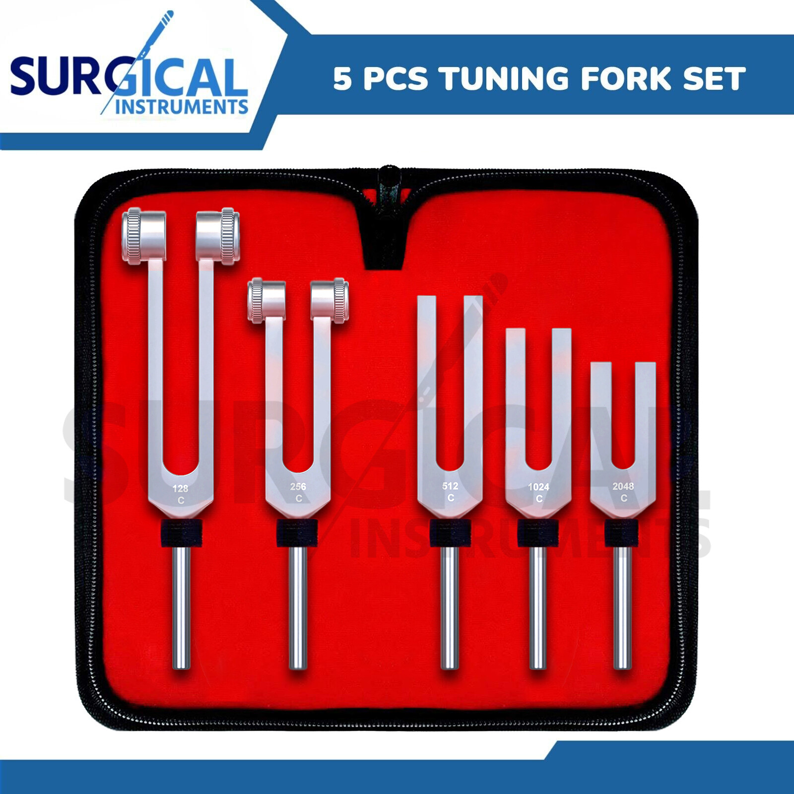 5 Tuning Fork Set Medical Surgical Chiropractic Physical Diagnostic German Grade