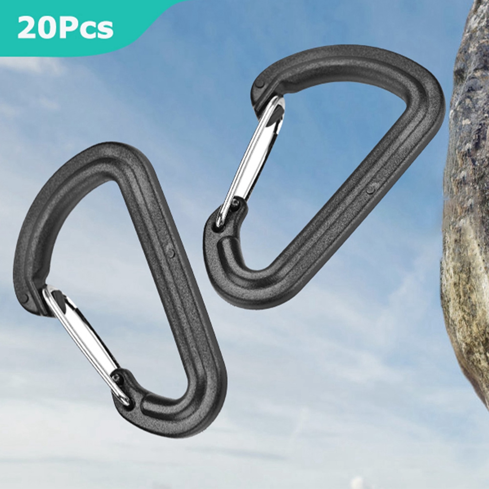 20Pcs Plastic Carabiner Climbing Hiking Locking Buckle Key Ring Outdoor FA
