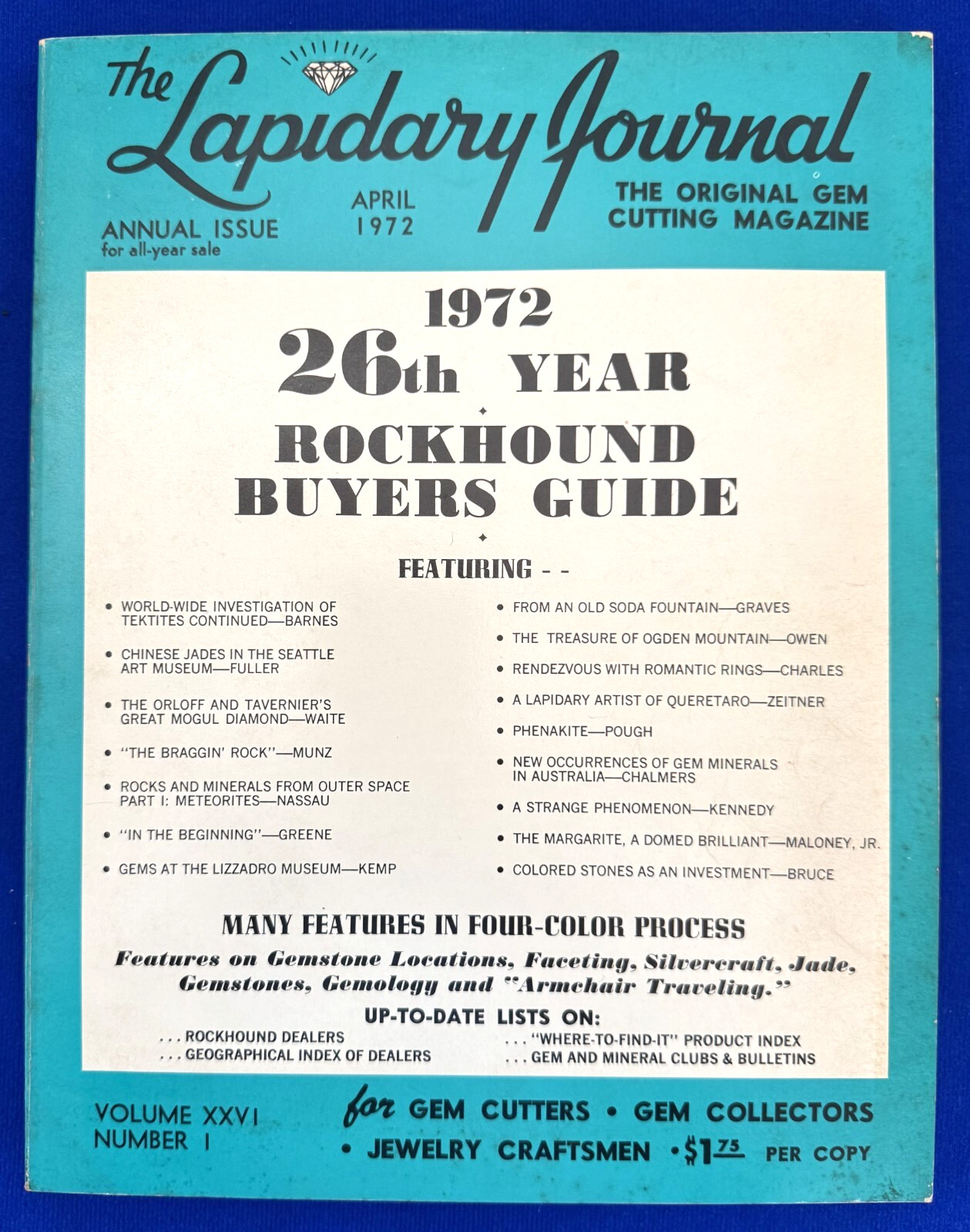Vintage April 1972 The Lapidary Journal The Original Gem Cutting Magazine