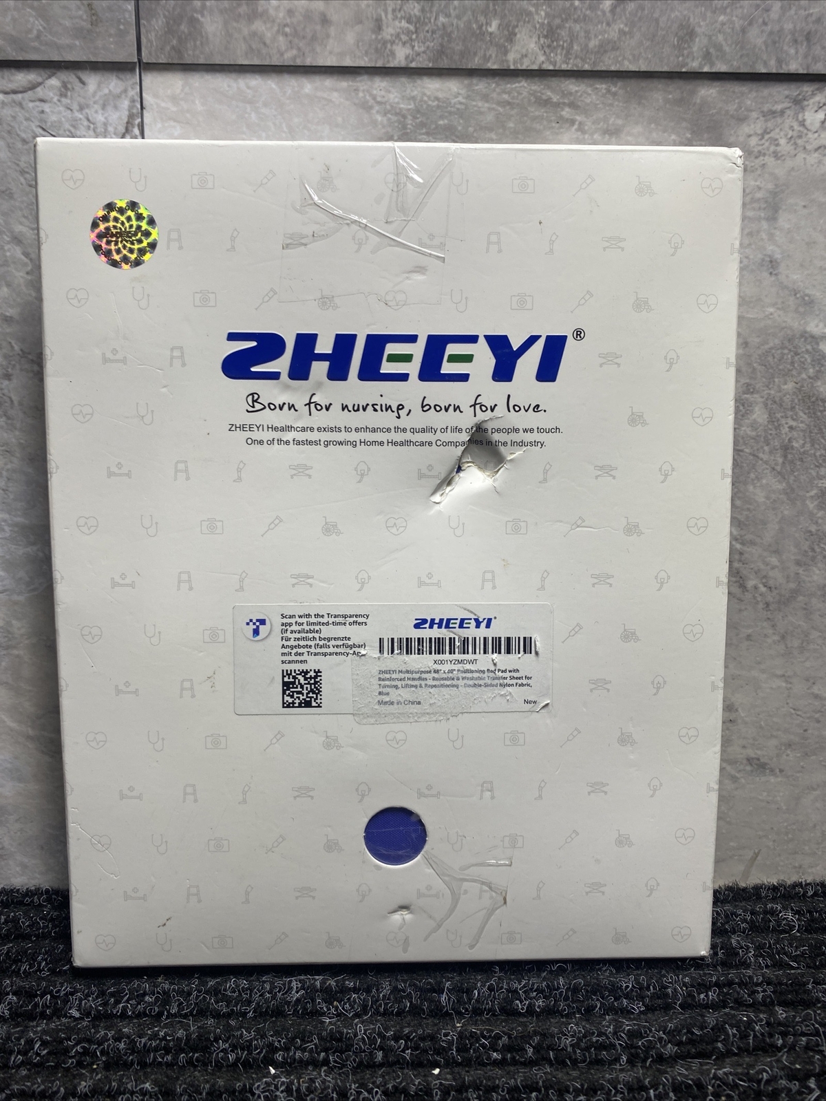 ZHEEYI Multipurpose 48" x 40" Positioning Bed Pad with Reinforced Handles BLUE