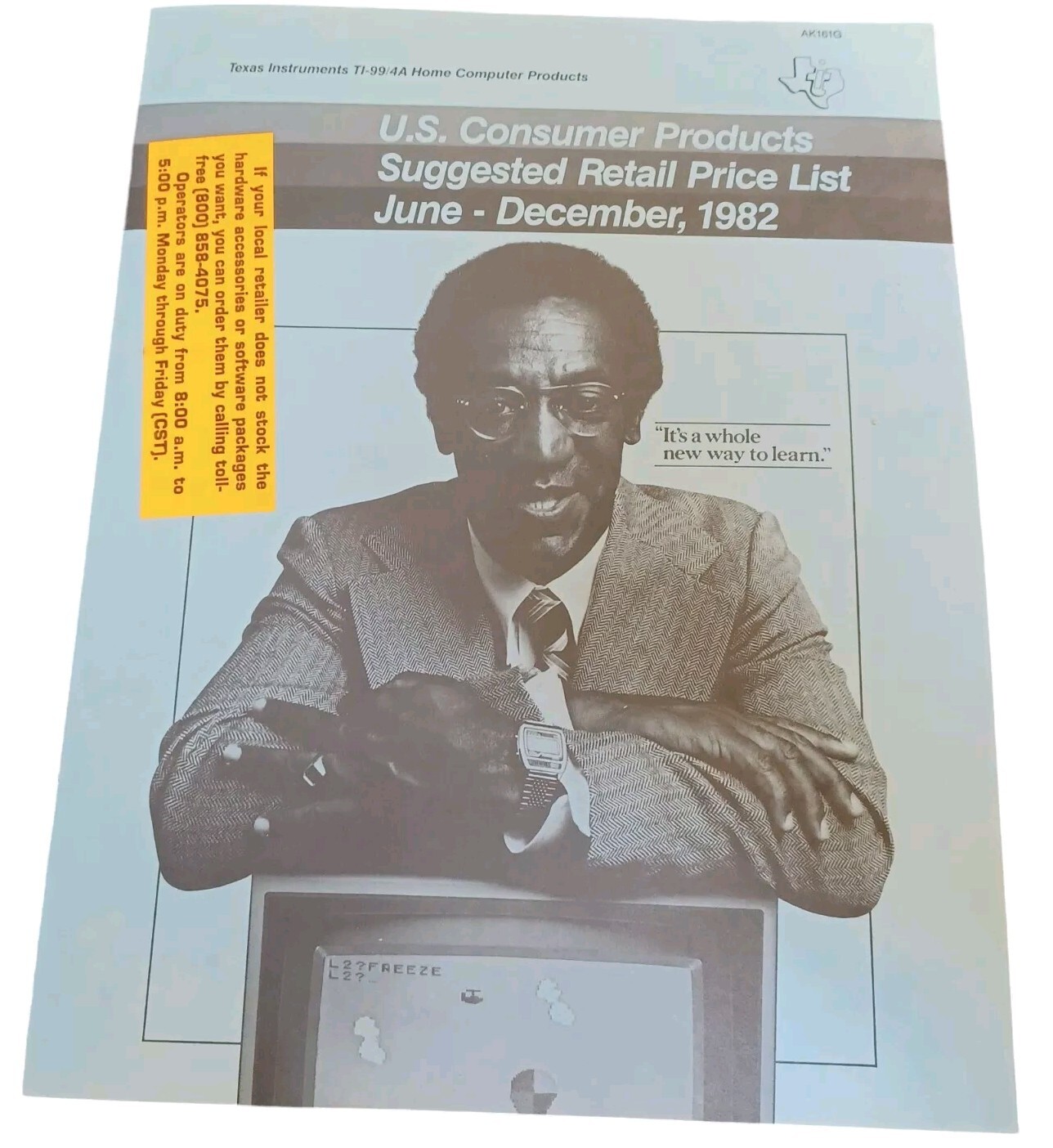 US Consumer Products Texas Instruments Suggested Retail Price List June 1982