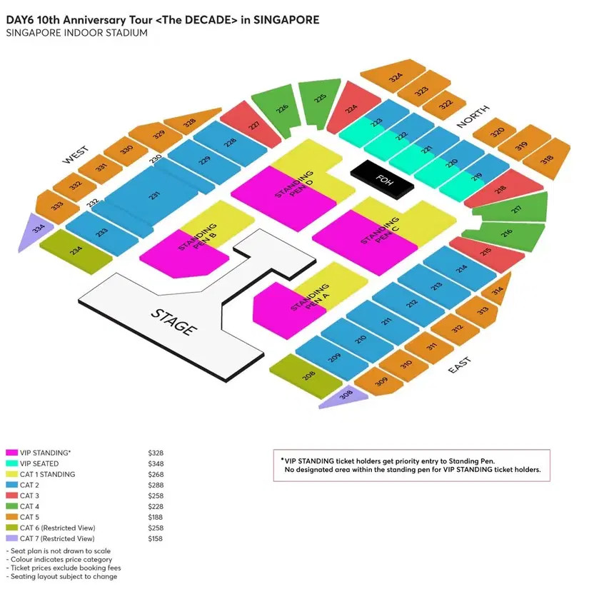 DAY6 Singapore VIP Standing Ticket, C Section, 9N Row