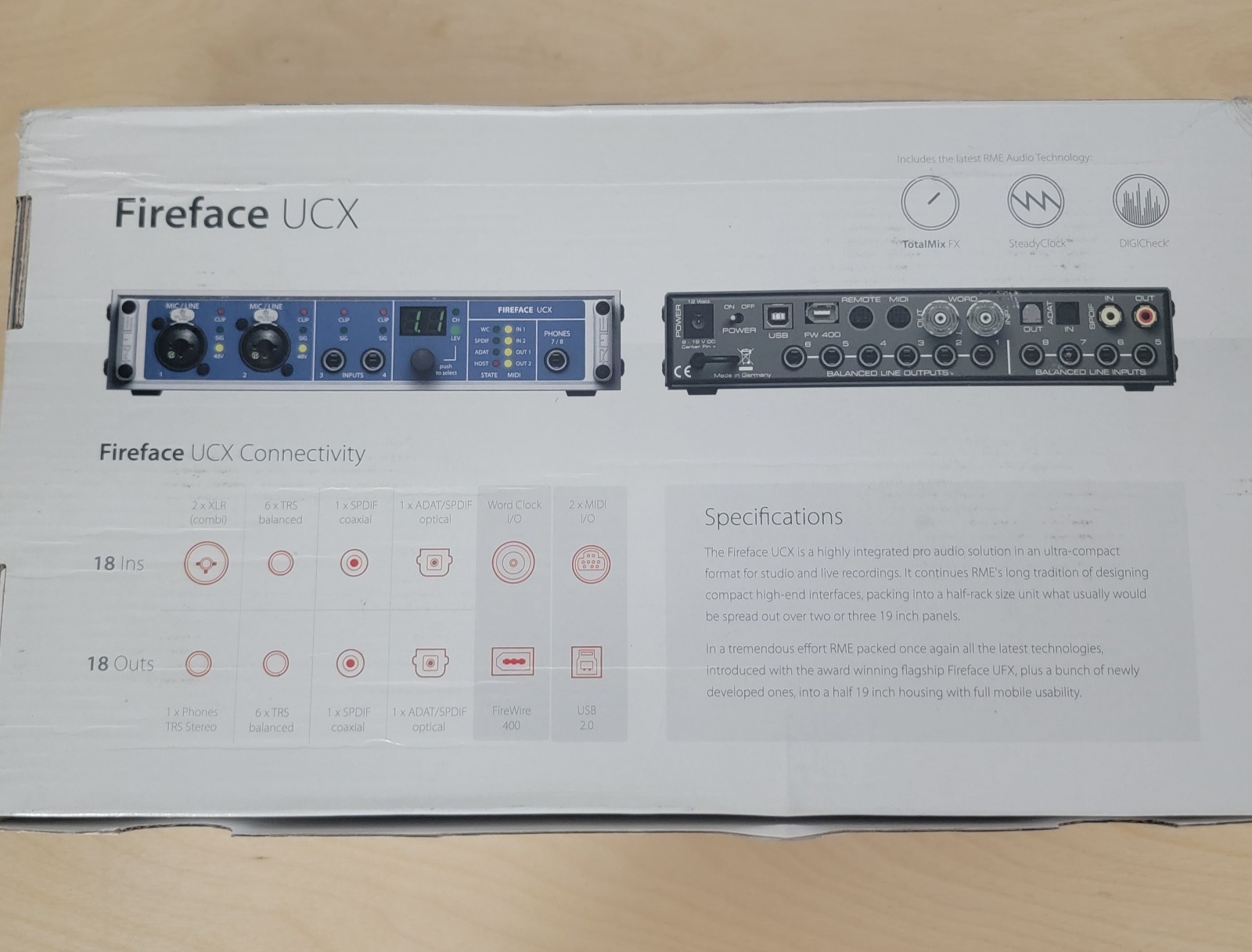 RME Fireface UCX 36-Channel USB FireWire Audio Interface Boxed Tested Excellent