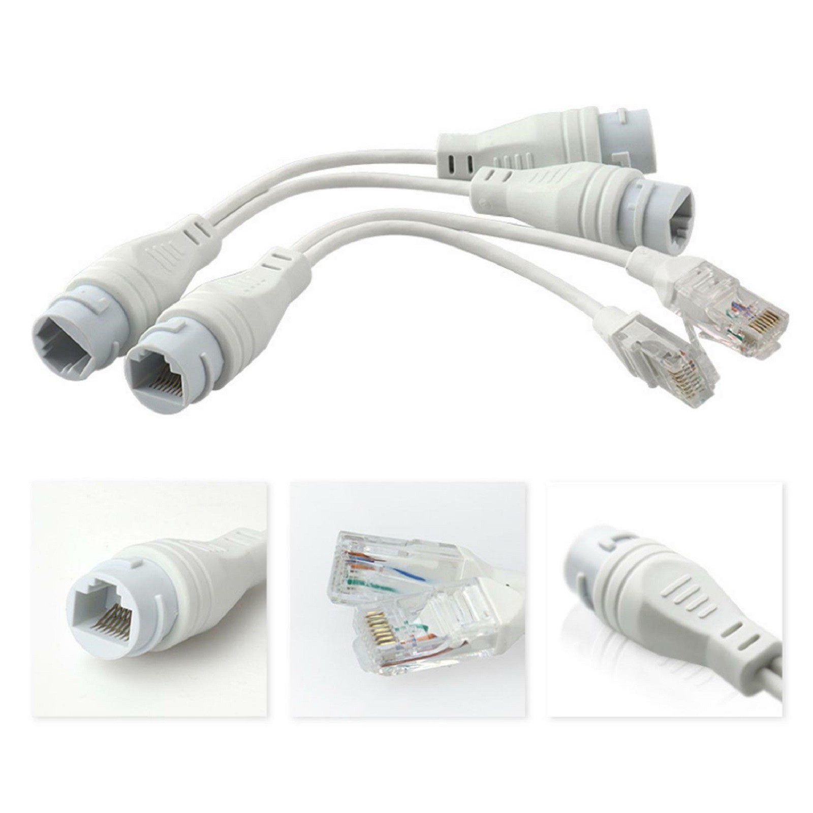 POE Splitter RJ45 2-in-1 Network Cabling Connector For Security Camera Install B