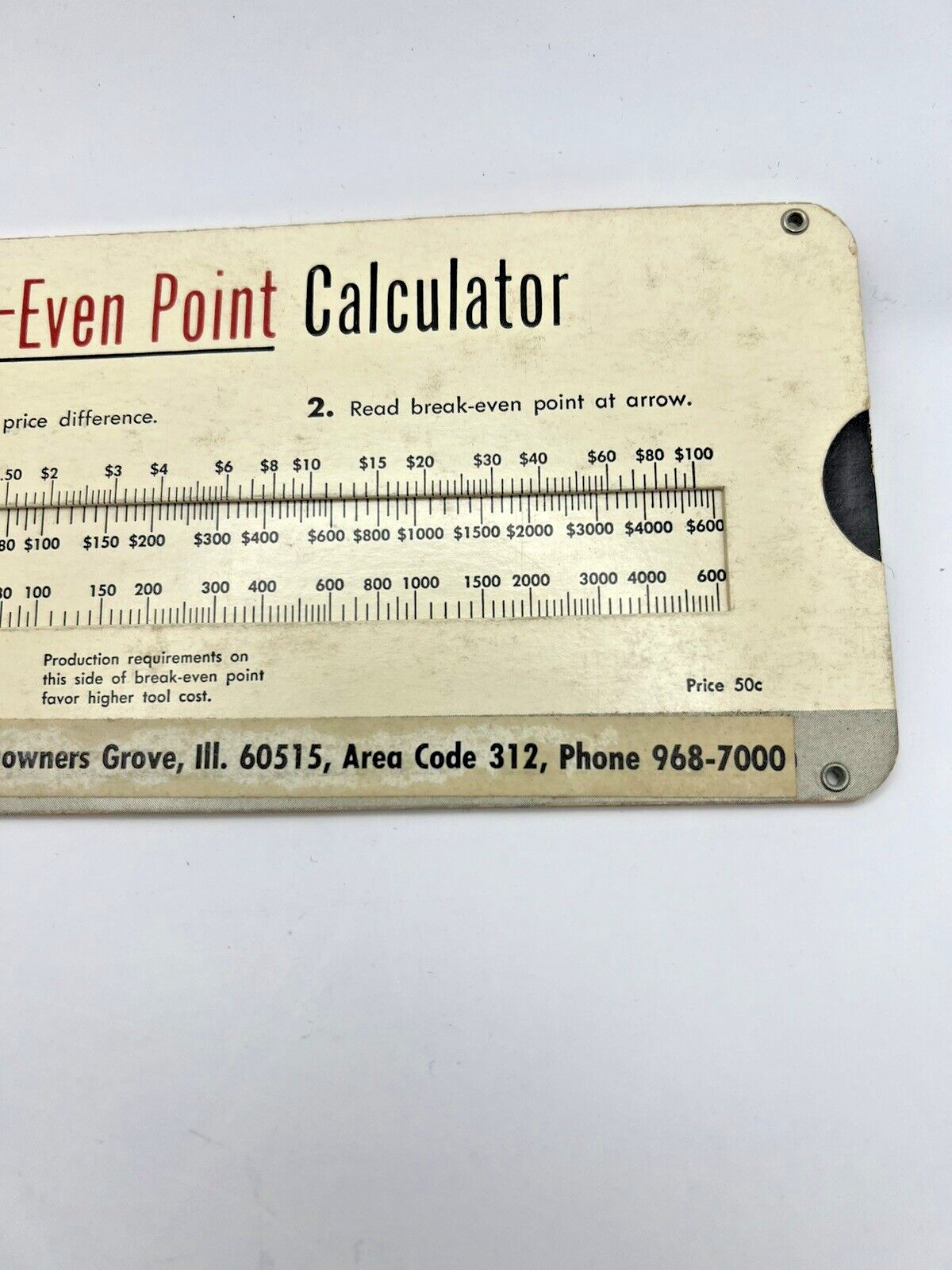 Vintage Tooling Break-Even Point Calculator Moldtronics Perrygraf IL