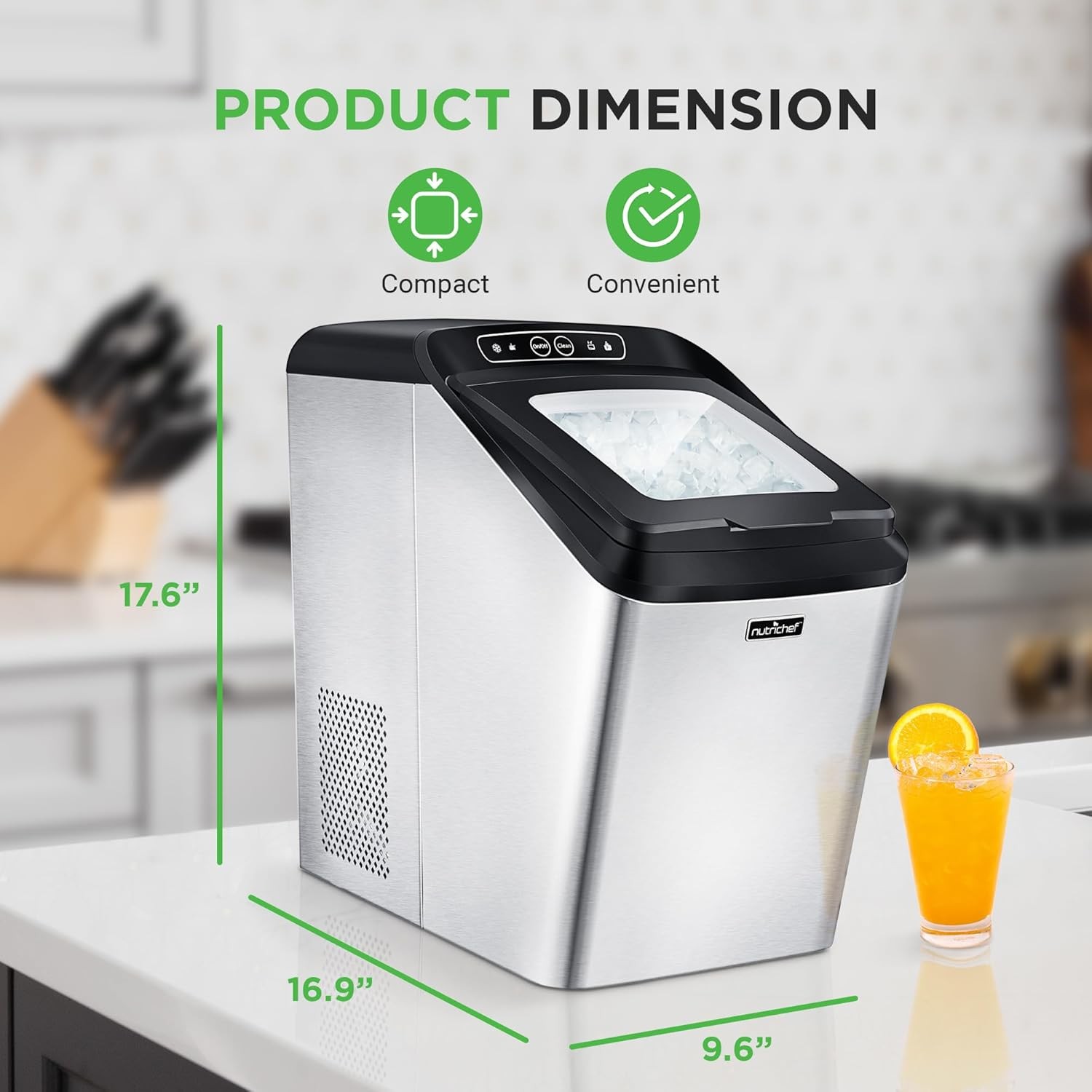 NutriChef NCICNUG.5 Countertop Ice Maker Machine (Open Box)