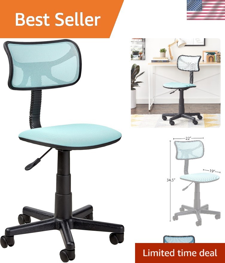 Breathable Blue Mesh Desk Chair with Adjustable Height and Caster Wheels
