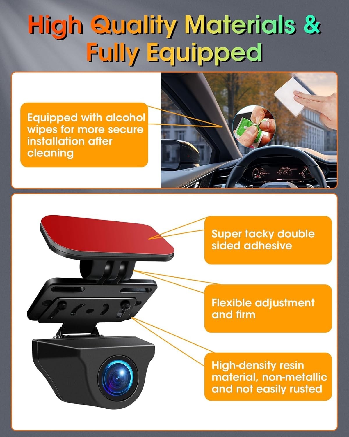 Adjustable Rear Camera Holder with Strong Adhesive & 180° Flexibility