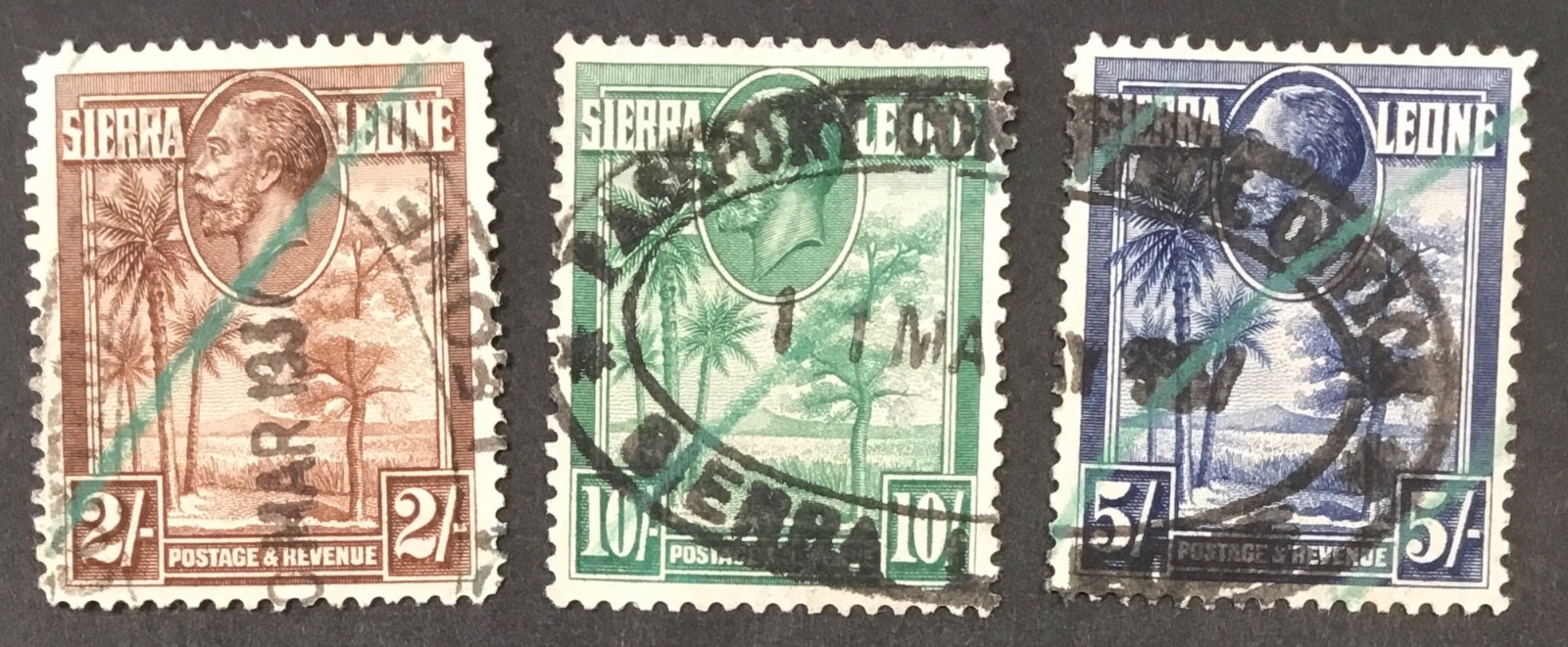 SIERRA LEONE, BRITISH: 1932 CLASSIC ERA HIGH VALUES Scott # 149, 150, 151 Used